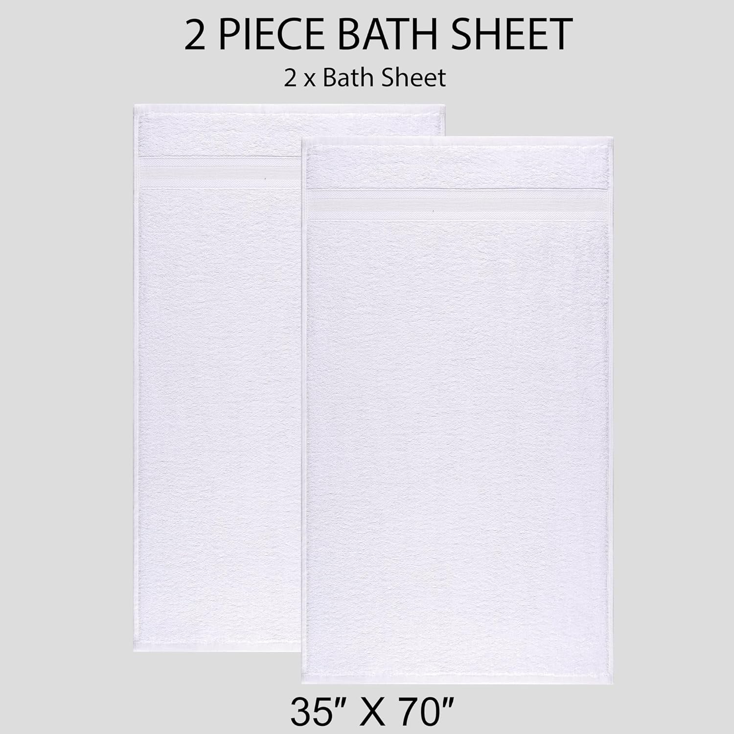 All Design – Toalla de baño extragrande, 100% algodón hilado en anillo, absorbente y de secado rápido, de calidad supersuave (2 unidades, 35 x 70