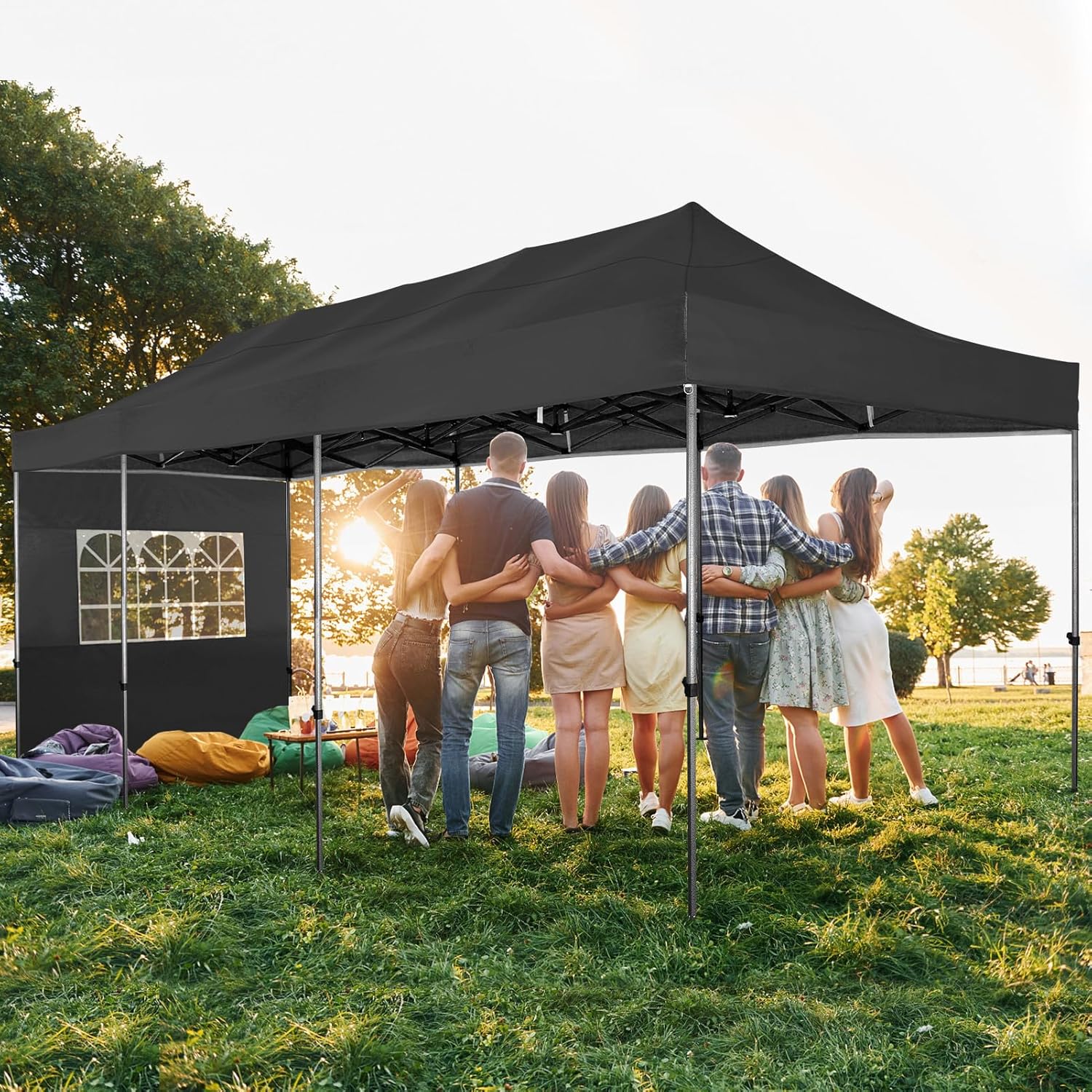 Tooluck Toldo desplegable resistente de 10 x 30 pulgadas con 8 paredes laterales, toldo comercial impermeable para fiestas, tiendas de campaña al