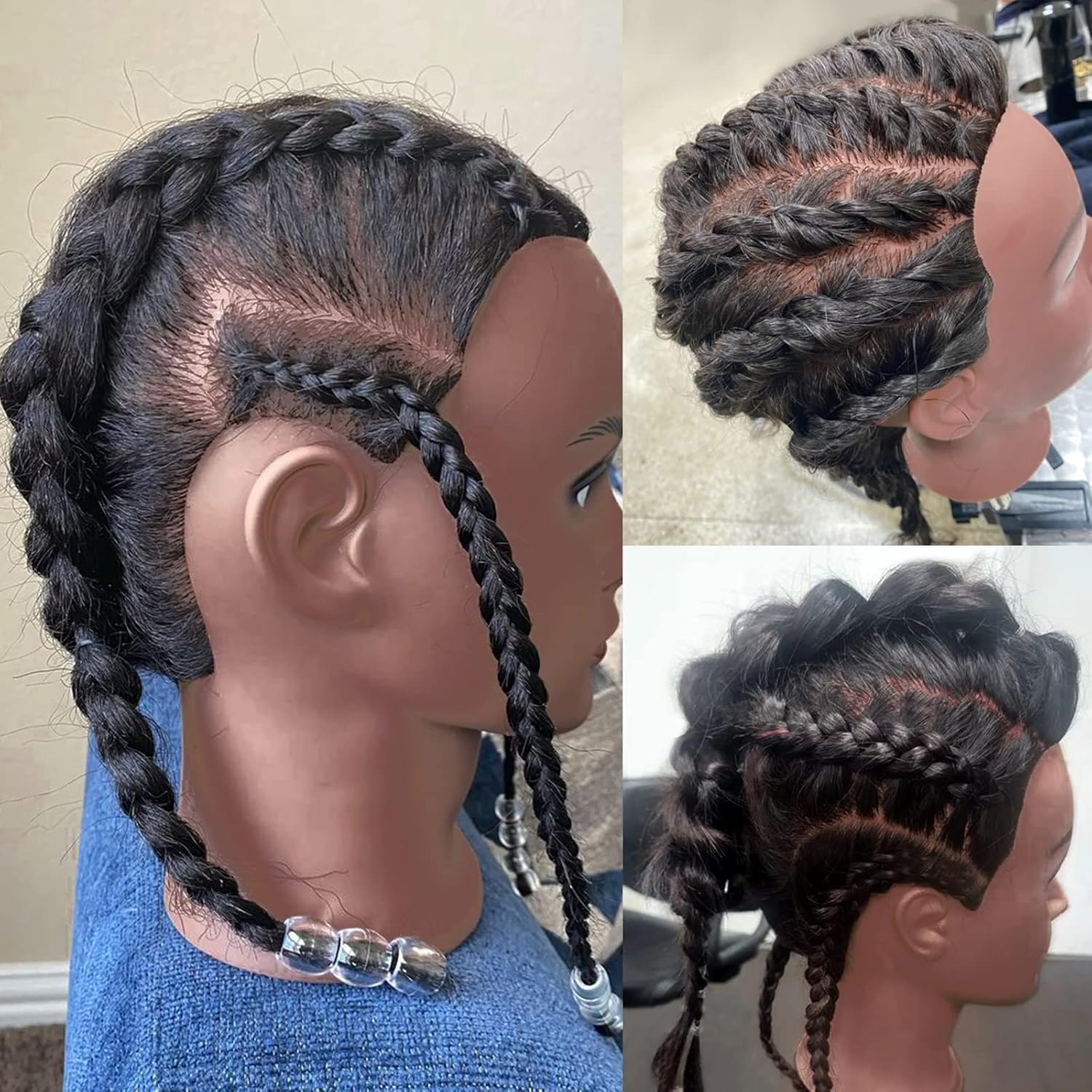 Maniquí de cabello 100% real, cabeza de entrenamiento, maniquí de cosmetología, cabeza de muñeca para peluquería, práctica de peluquería, trenzado,