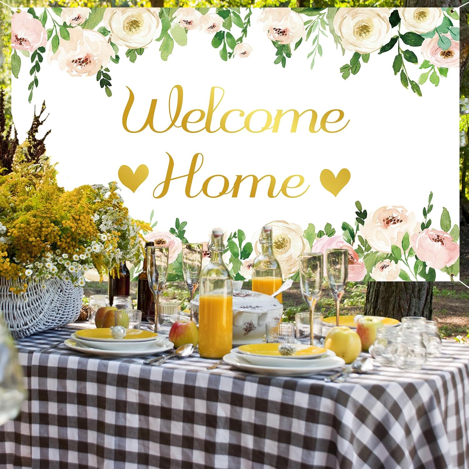 Vlipoeasn Elegante pancarta de bienvenida a casa, decoración de fiesta blanca con texto en inglés “We Missed You So Much”, suministros patrióticos