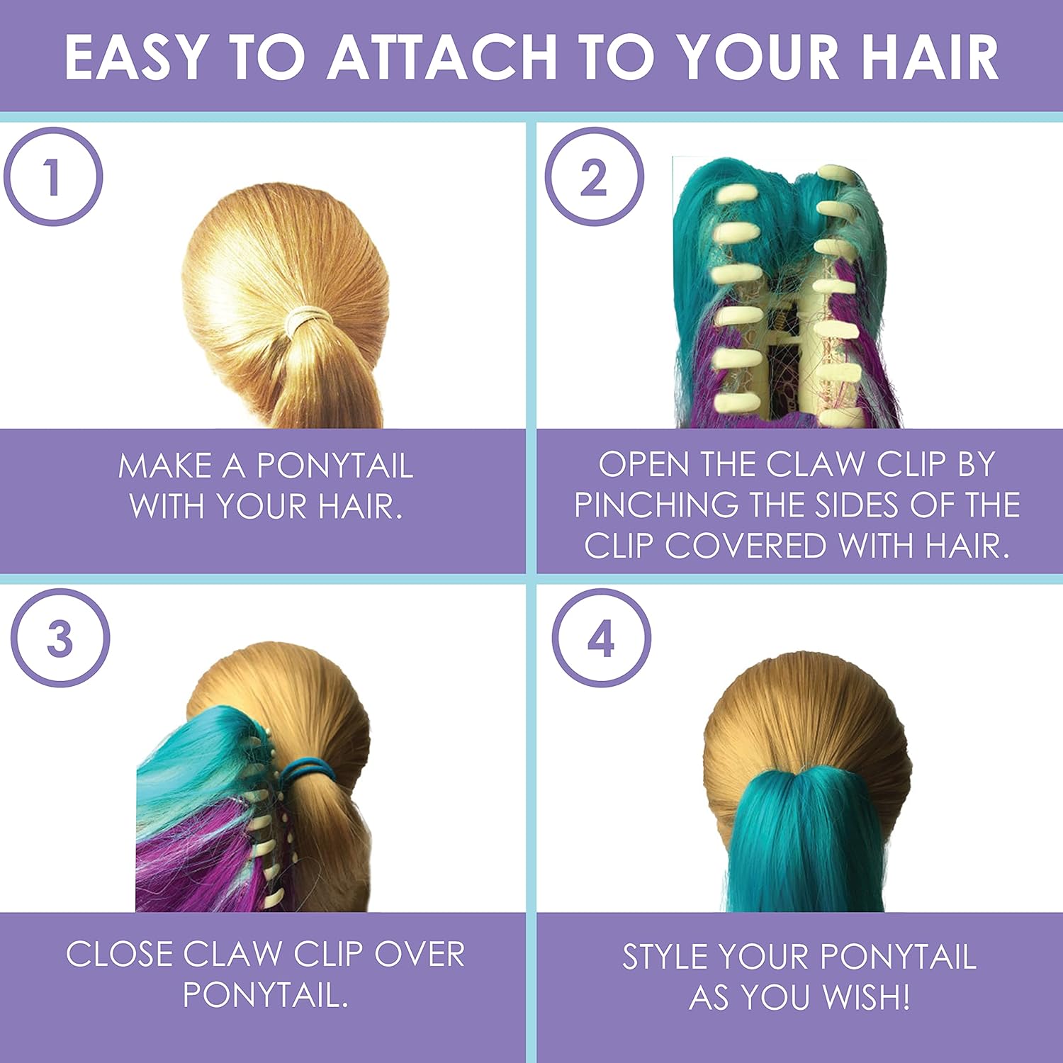 Extensiones de cabello de cola de caballo de fibra sintética de lujo, resistentes al calor y a los enredos, extensiones de cabello de colores para