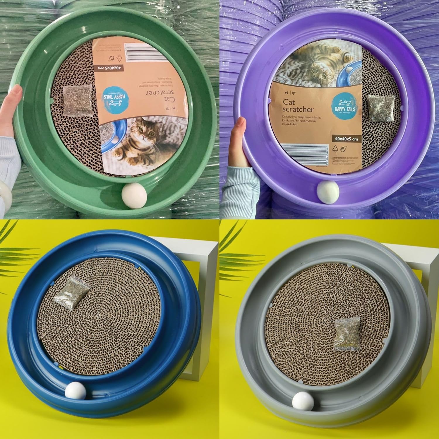 Lexweezwudi Pelota de pista de juguete para gatos e interior interactiva para mascotas, juguetes rascadores de arañazos, almohadilla para rascar