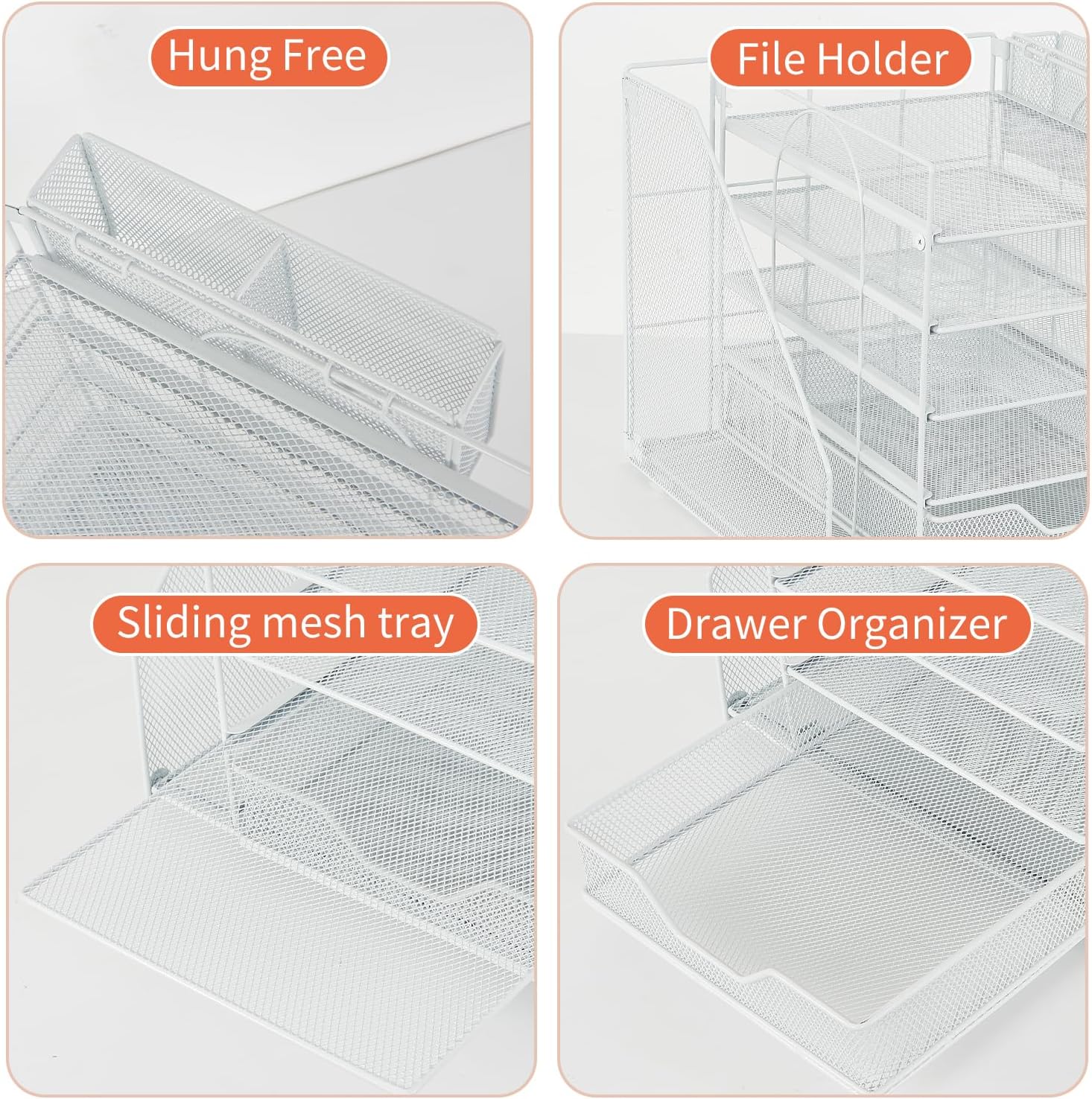 gianotter Organizador de bandeja de papel de 5 niveles con soporte para archivos, organizador de escritorio con cajón y soporte para bolígrafos,