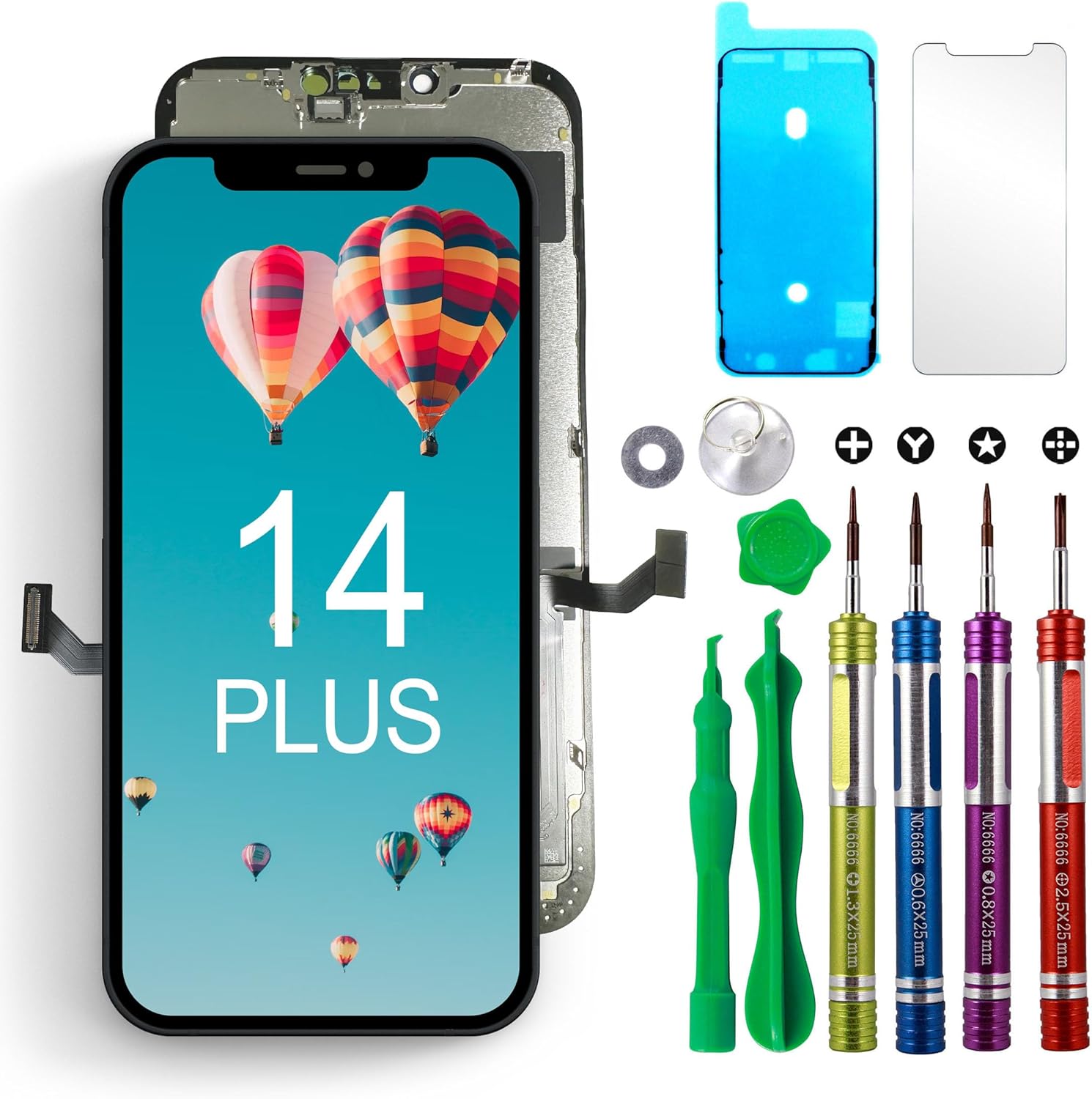 Reemplazo de pantalla LCD para iPhone 14 Plus de 6.7 pulgadas (modelo A2632, A2885, A2888, A2887, A2886) Pantalla táctil 3D digitalizador Kit de