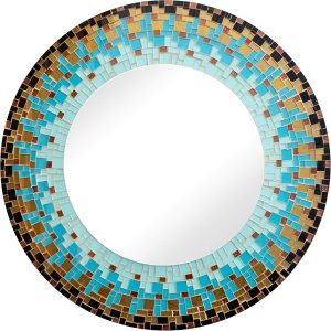 Espejo de mosaico, decoración artística de pared, espejo de pared decorativo hecho a mano, turquesa, marrón, gris oscuro y espejo de mosaico de Espejo de mosaico, decoración artística de pared, espejo de pared decorativo hecho a mano, turquesa, marrón, gris oscuro y espejo de mosaico de