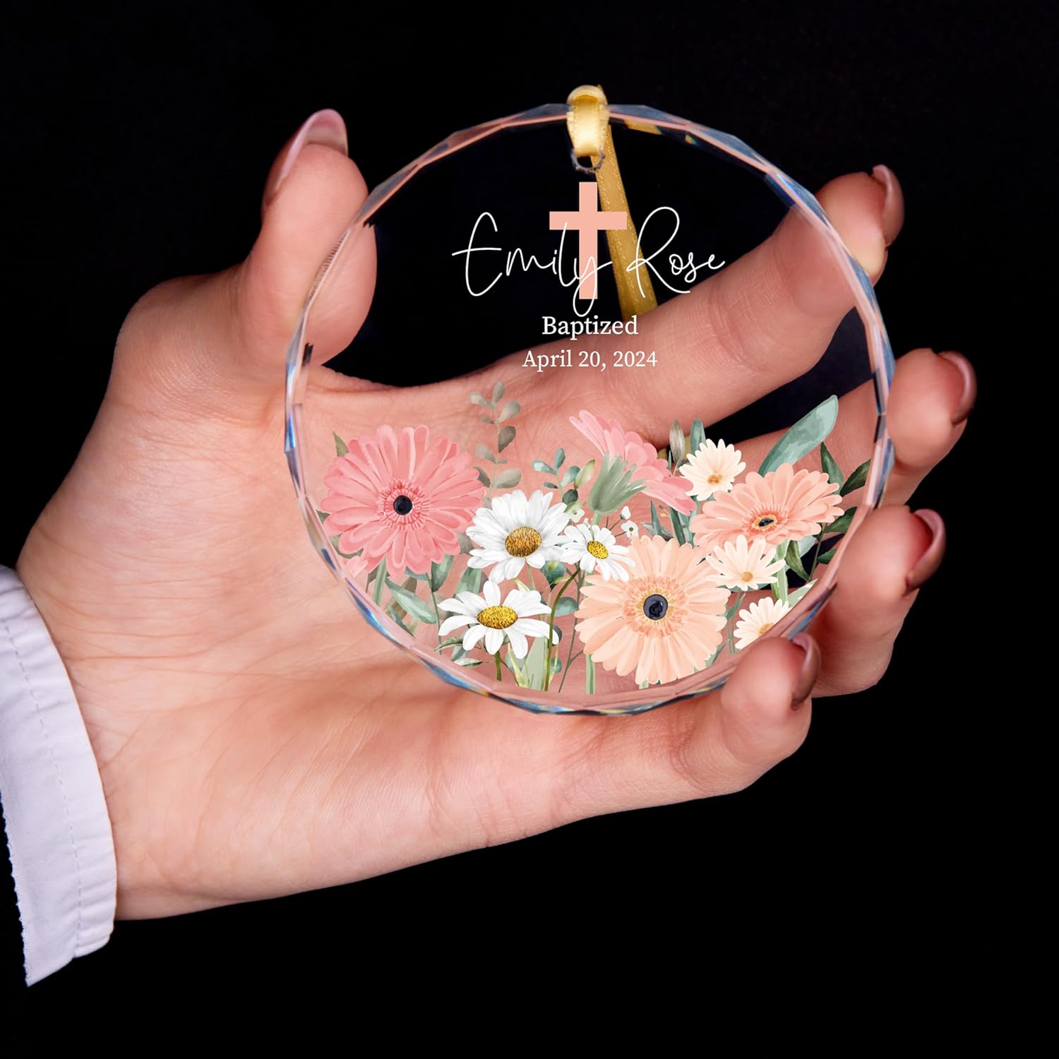 Adorno de cristal personalizado de bautismo para bebé, regalo de bautismo para niños y niñas, regalo de dedicación para bebés, regalo de