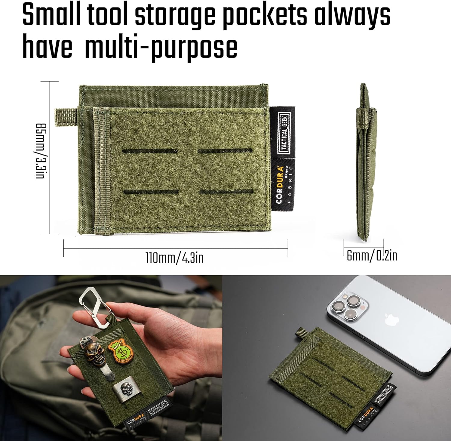 TACTICAL GEEK EXT5 EDC – Bolsa de almacenamiento delgada, elegante y ligera, organizador de tarjetas con tela de nailon, bolsillo para tarjetas de