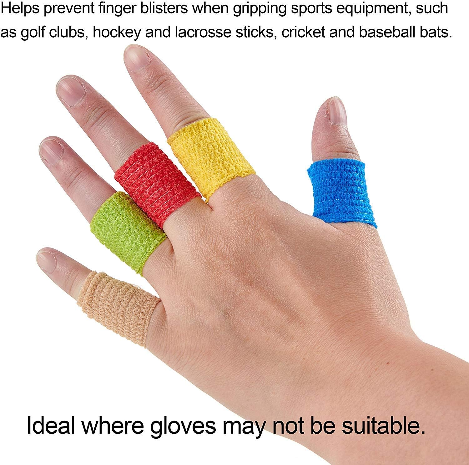 sansheng Paquete de 12 vendajes cohesivos autoadherentes, cinta atlética para muñeca, tobillo, mano, etc. (12 colores, 1 pulgada x 5 yardas)