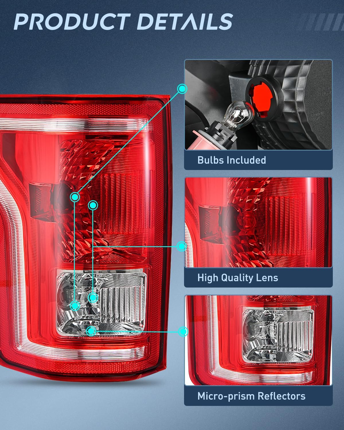 Nilight Conjunto de luz trasera compatible con Ford F150 F-150 2015 2016 2017 de repuesto de lámpara trasera estilo OE con bombillas y arnés, 2 años