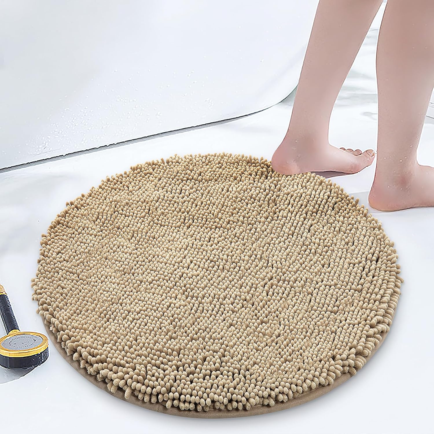 smiry – Lujosa alfombra de baño de felpilla, extra suave y absorbente, lavable a máquina, antideslizante para bañera, ducha y cuarto de baño (24 x