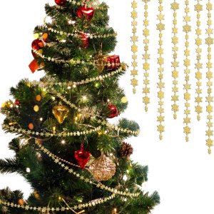 Boao Decoración de copo de nieve colgante de Navidad de 32.8 pies, guirnalda de copos de nieve de invierno con purpurina, adornos para árbol de Boao Decoración de copo de nieve colgante de Navidad de 32.8 pies, guirnalda de copos de nieve de invierno con purpurina, adornos para árbol de