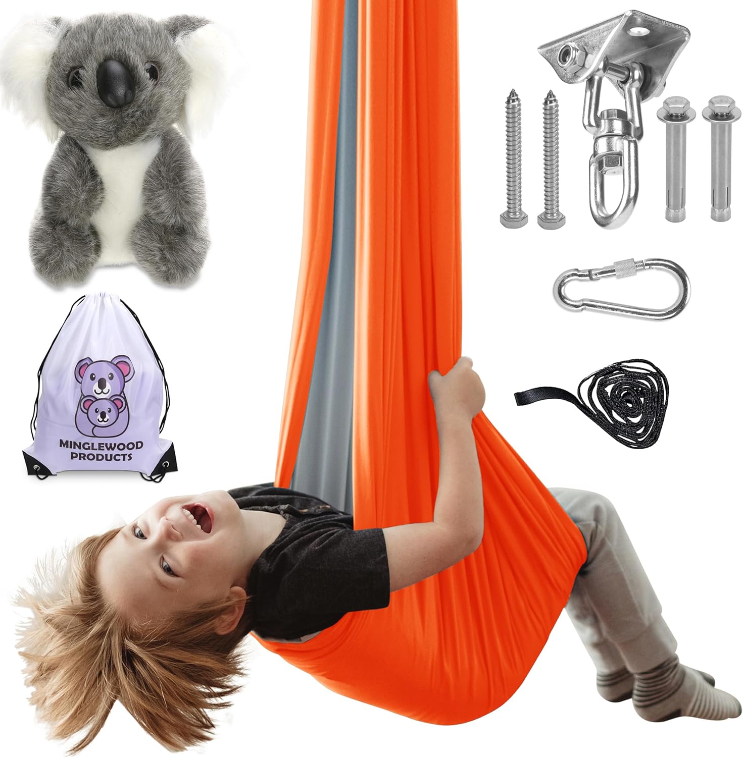 MINGLEWOOD – Paquete de columpio sensorial  Percha giratoria de 360  Juego completo para niños  Necesidades especiales ansiedad, TDAH, autismo y