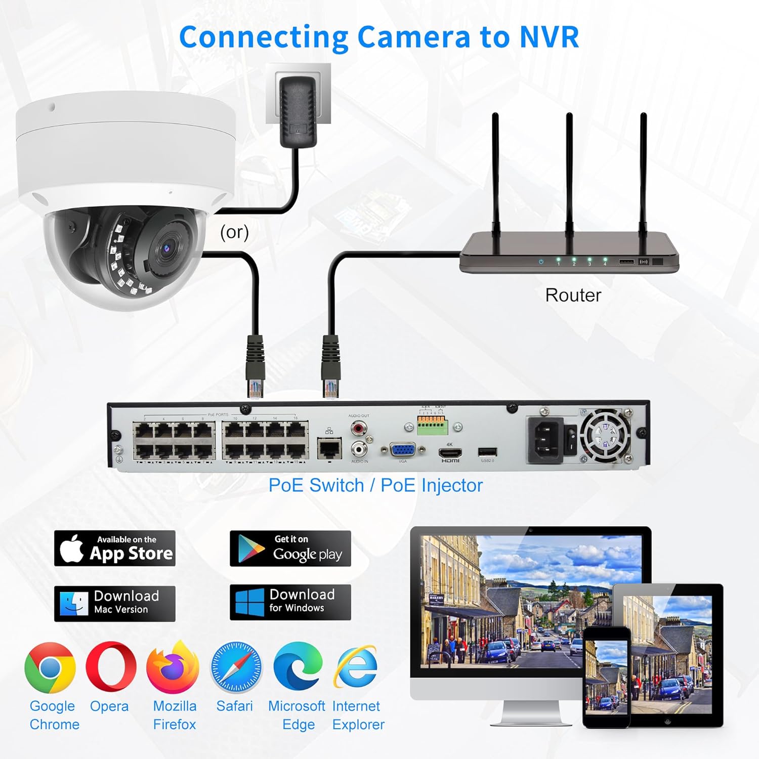 Cámara de seguridad IP vandálico de 8MP 4K PoE para exteriores, cámara PoE de red IP H.265 con lente de 0.110 in, gran angular de 105, micrófono