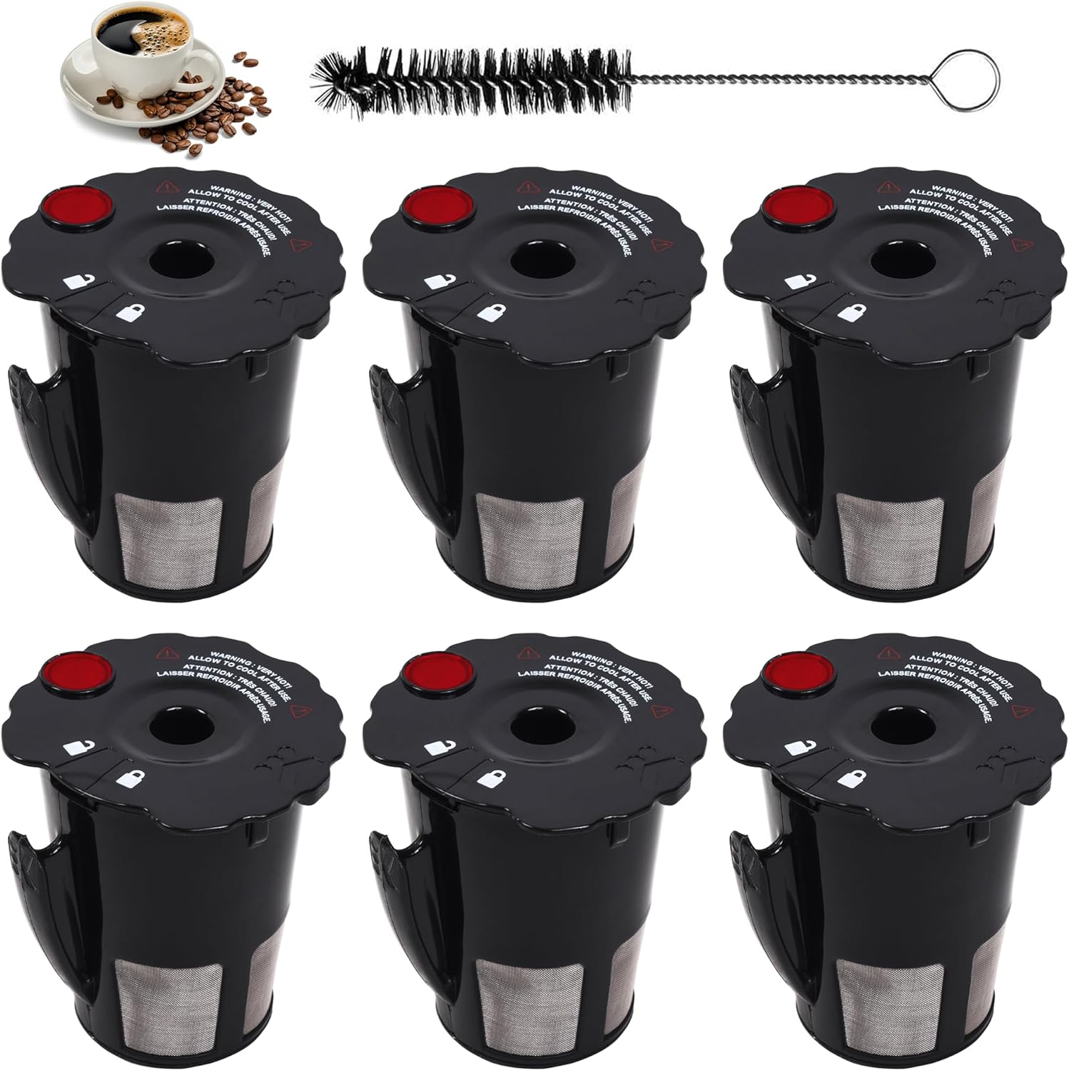 BlueStars (Actualización 2024) Paquete de 6 cápsulas de café reutilizables 119367 de repuesto de filtro Keurig de ajuste universal  Tazas K