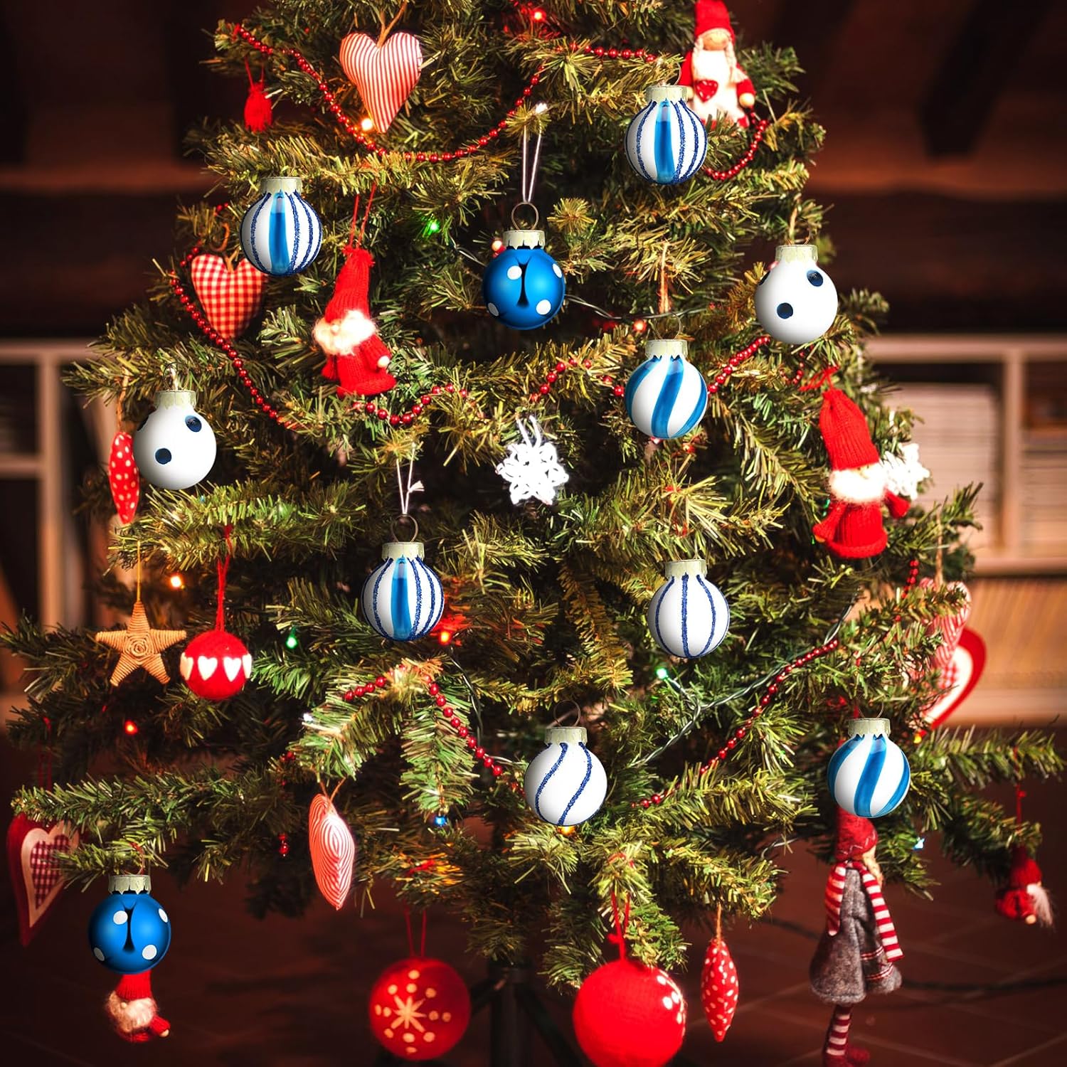 Zhanmai 36 adornos de Navidad, mini esferas de adornos de Navidad, bolas de Navidad de 1 pulgada, mini adornos para decoración de fiestas, bolas en