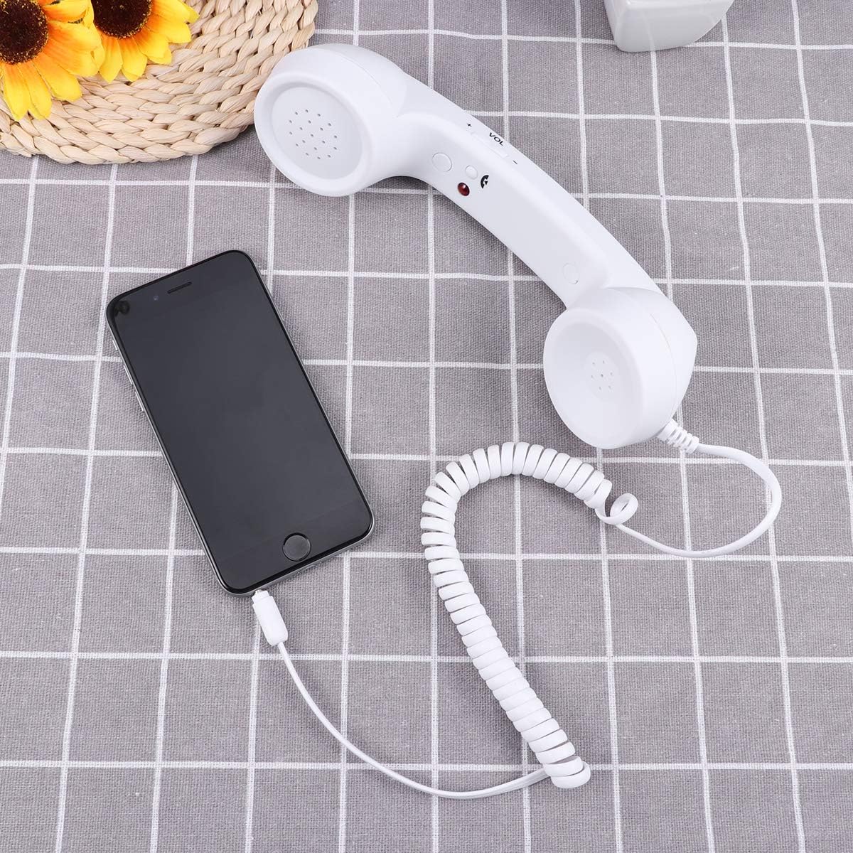 UKCOCO 0.138 in Universal Retro Teléfono Auricular, Sosteniendo Un Teléfono Celular Para Teléfono, Anti Receptores Para Teléfono