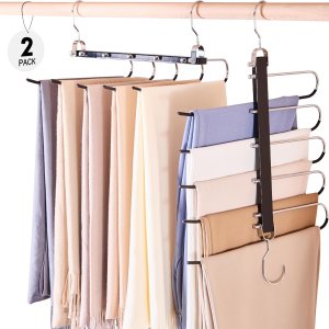 HOUSE DAY Perchas para pantalones que ahorran espacio, perchas de madera para armario, antideslizantes, multifuncionales, organizador de pantalones HOUSE DAY Perchas para pantalones que ahorran espacio, perchas de madera para armario, antideslizantes, multifuncionales, organizador de pantalones