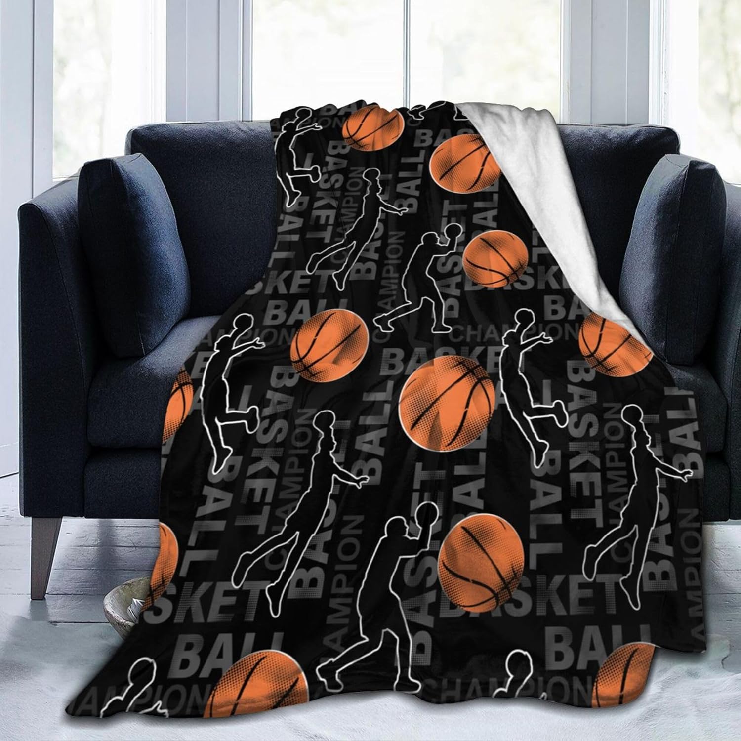 Mantas de baloncesto, manta de franela supersuave para sofá, manta de microfibra ligera y acogedora de lujo