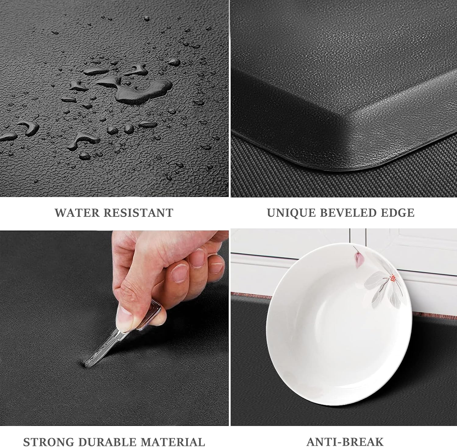 WISELIFE Tapete de cocina acolchado, impermeable, tapete de cocina resistente al agua, tapete ergonómico de PVC cómodo para cocina, oficina,