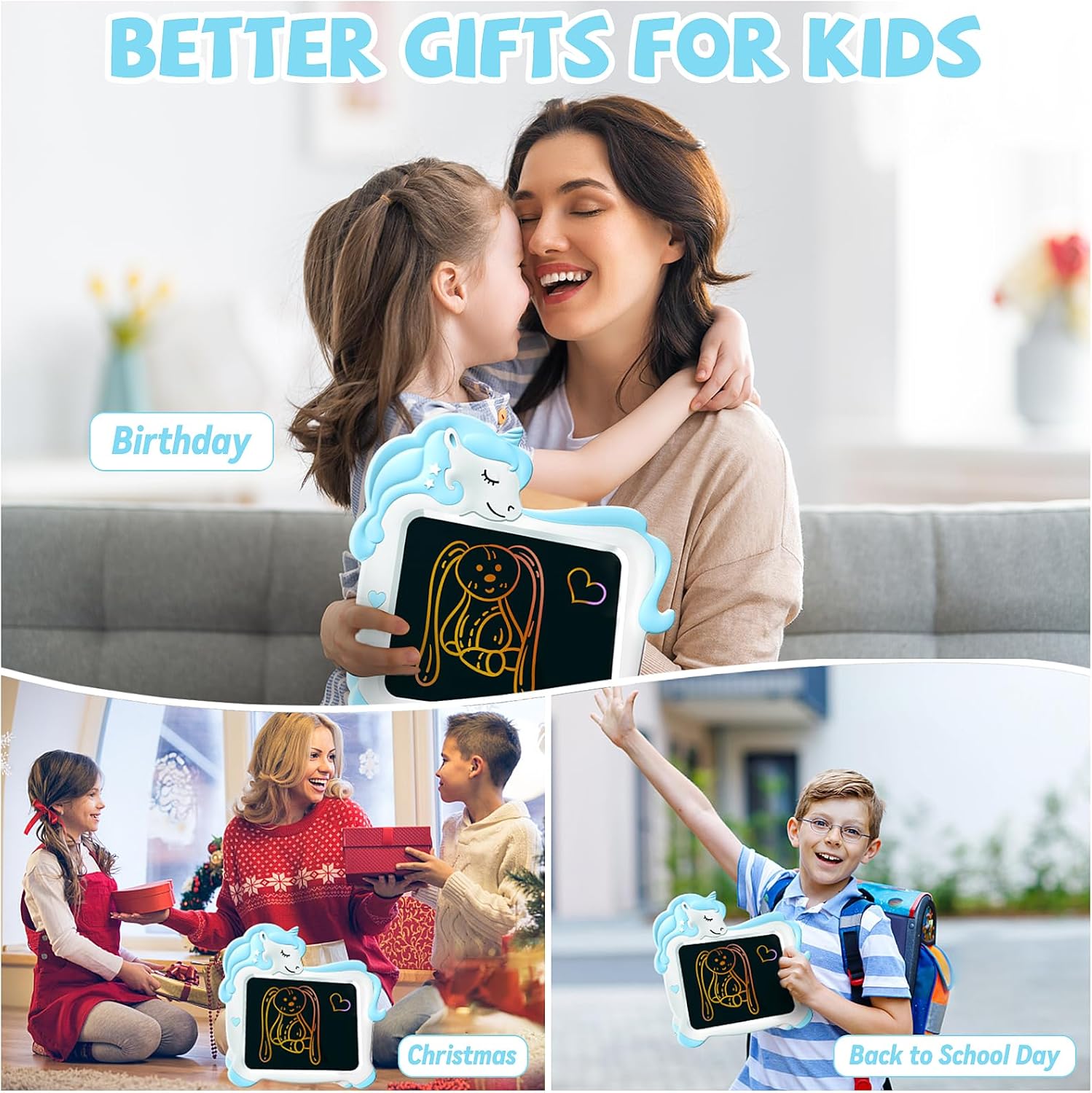 Tableta de escritura LCD para niños, juguetes de unicornio, tablero de dibujo reutilizable borrable, juguete educativo para niños pequeños, regalos