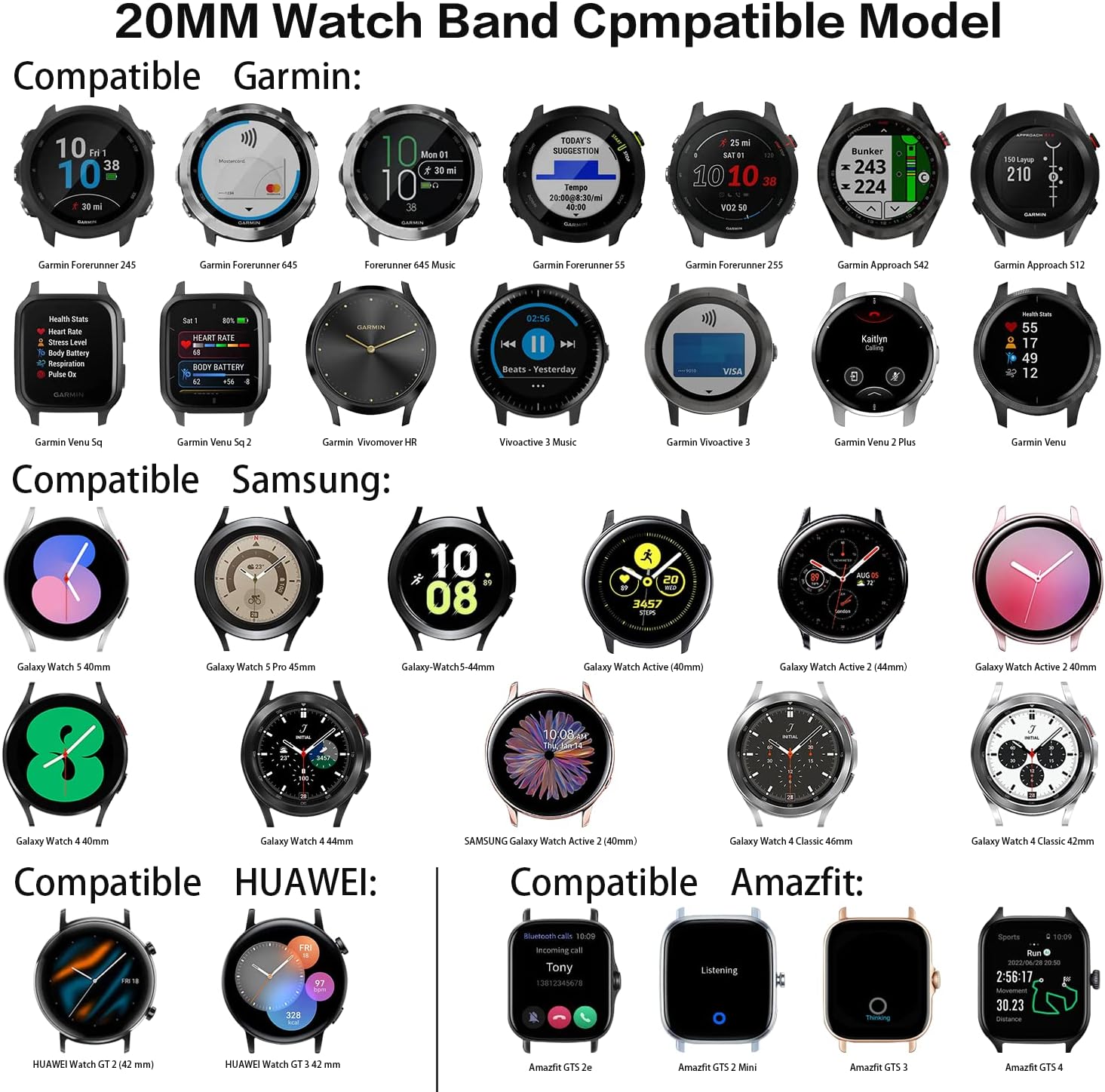 Geageaus Correas de arcoíris de 0.78 pulgadas compatibles con Samsung Galaxy Watch 6Galaxy Watch 5Galaxy Watch 4Active 2 de 1.575 pulgadas y 1.732