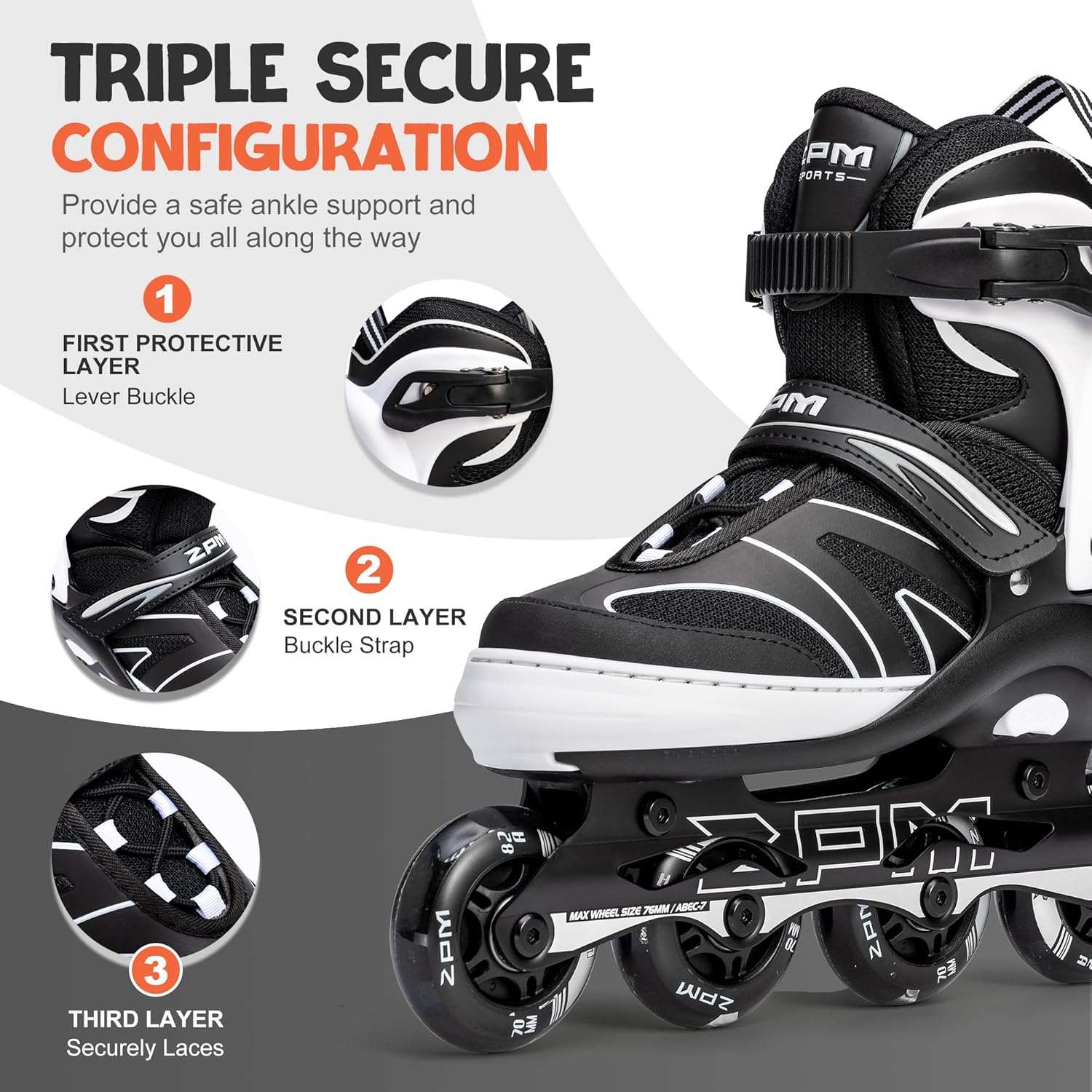 2PM SPORTS Patines en línea ajustables para niños de 4 a 12 años, patines Inlie para niñas y niños de 5 a 8 a 12 años con ruedas de luz completa,