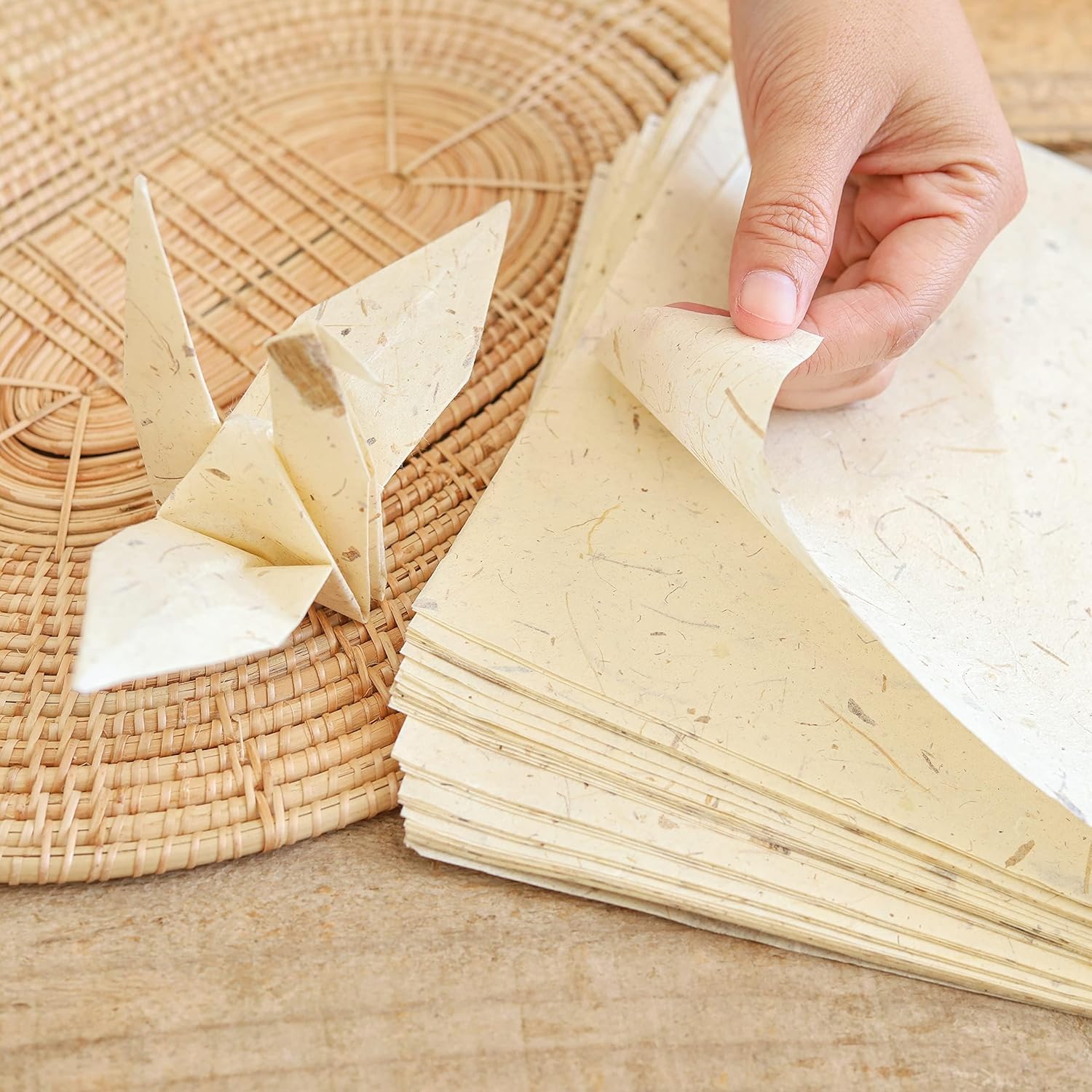 Corteza de plátano de fibra natural A4 50 hojas de papel de morera Papel de seda de arte Washi Diseño de papel Artesanía Proveedores de origami