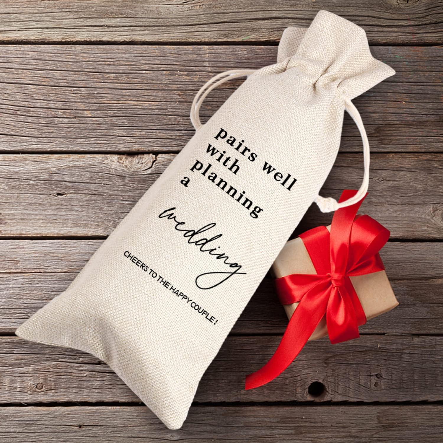 Bolsa de vino para regalos de boda, bolsa de vino de compromiso, regalo de compromiso, regalo de planificación de boda, combina bien con la
