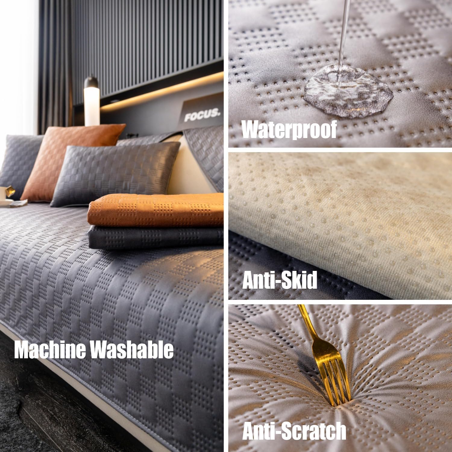 Cozomiz Funda impermeable para sofá, antideslizante, de piel sintética, transpirable, protector de muebles, alfombra de tatami japonés para sofá,