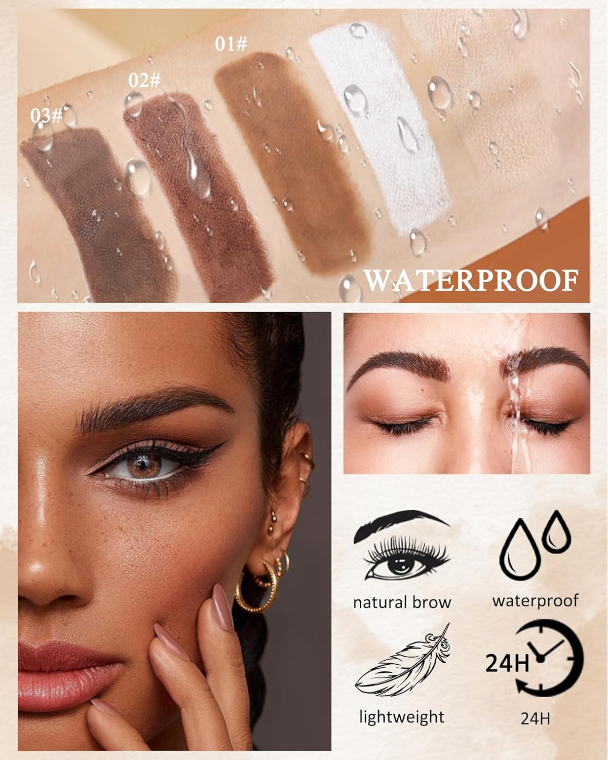 Lápiz de cejas para realzar las cejas, juego de 3 lápices de maquillaje de ojos impermeables de larga duración, lápiz de maquillaje de ojos,