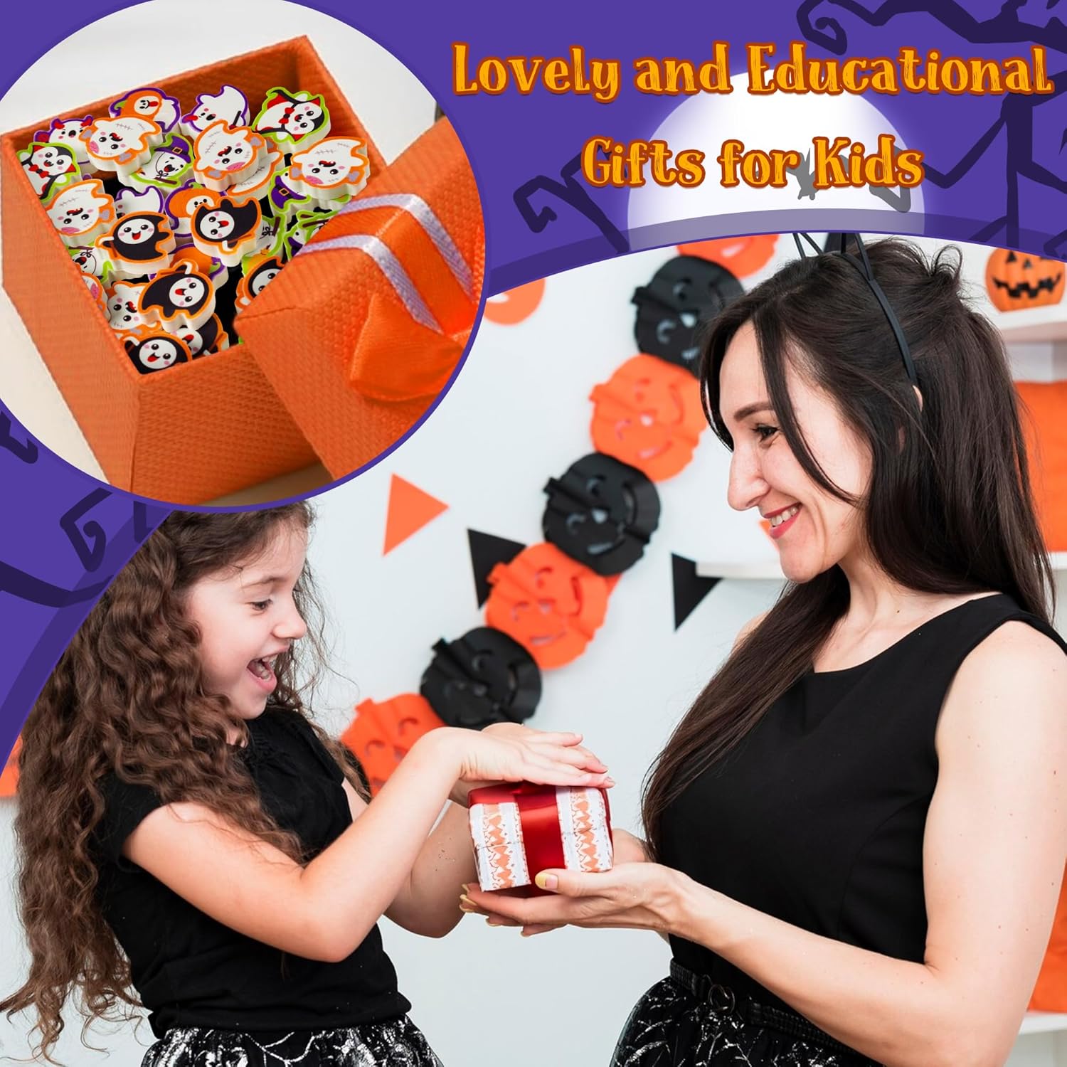 CJiangpo 60 mini borradores de Halloween para niños, a granel, lindo lápiz fantasma, borradores de goma, rompecabezas de escritorio 3D, borradores
