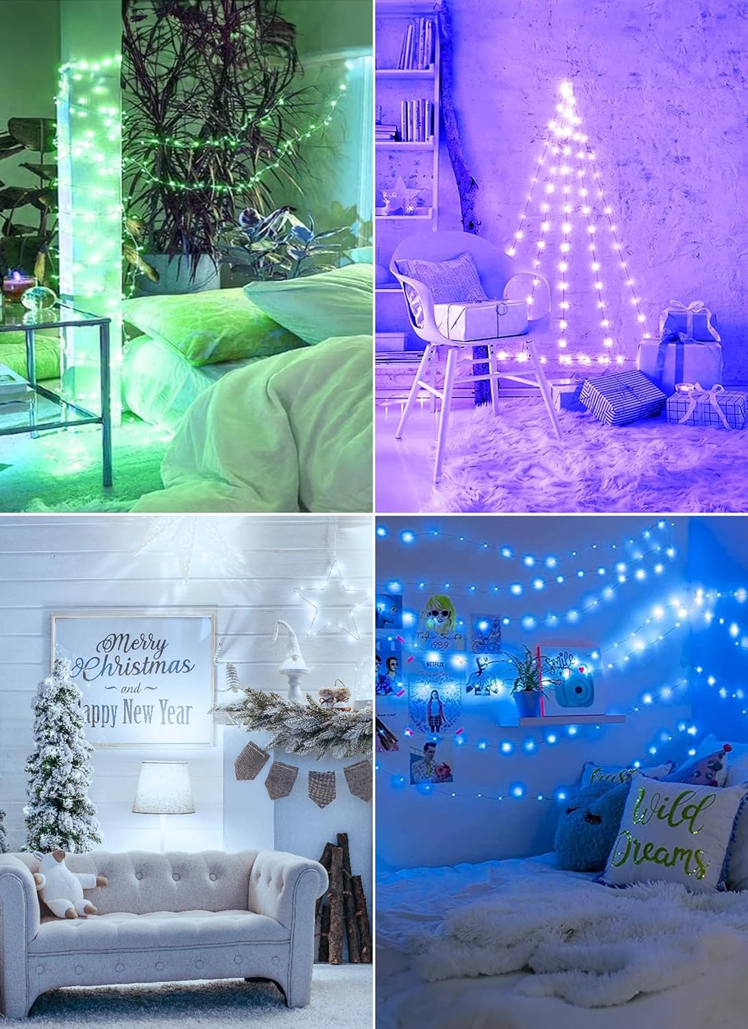 Minetom Paquete de 6 luces de hadas a pilas, 7 pies, 20 LED, impermeables, alambre plateado, luces de luciérnaga impermeables para manualidades,