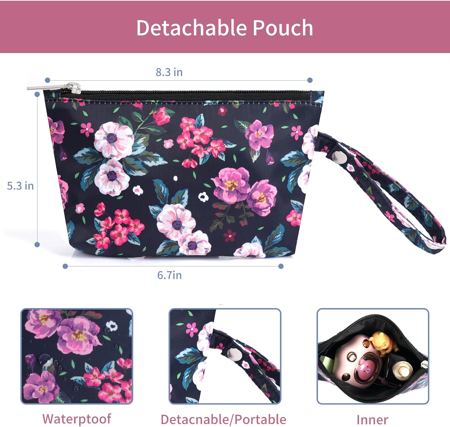 MOV COMPRA Bolsa de almuerzo para mujer, bolsa organizadora de almuerzo, bolsa térmica con cremallera extraíble para trabajo, viajes, picnic (flor