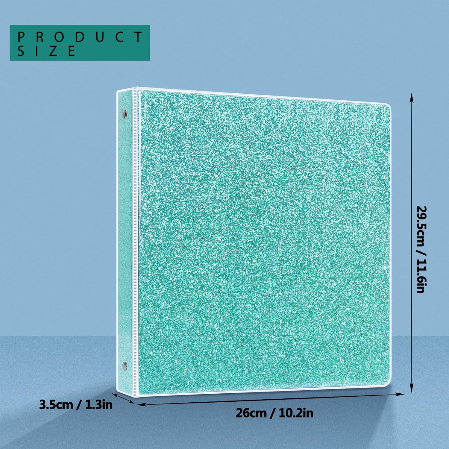 Carpeta de 3 anillos para suministros escolares, carpeta con purpurina de 1 pulgada con capacidad para 300 páginas tamaño carta de 8.5 x 11