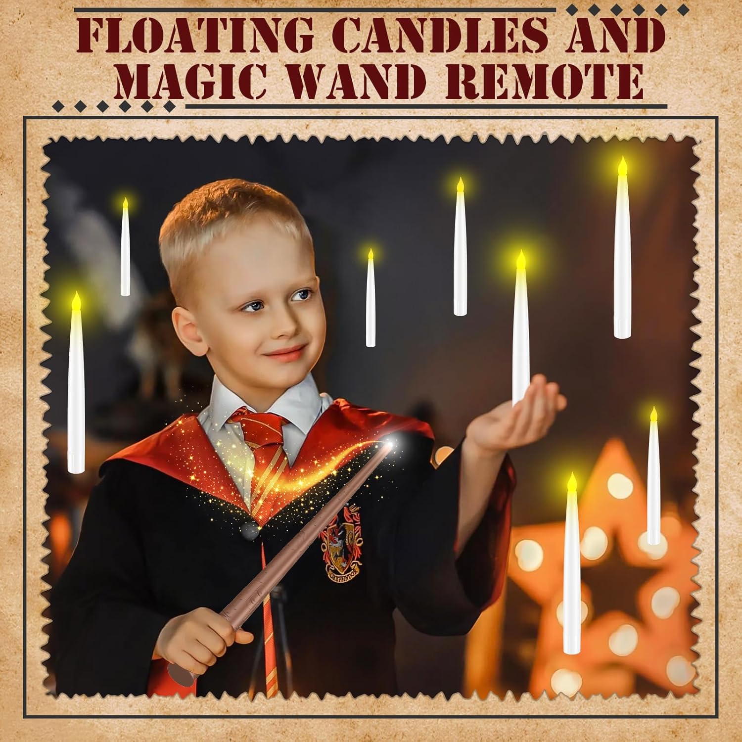 TOBRBE 20 Pcs Floating Candles with Wand, Magic Hanging Candles Flameless Flickering LED Candles with Wand Remote, Battery Operated Window Candles