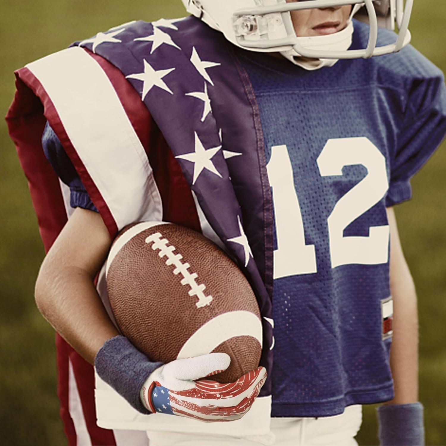 HANDLANDY Guantes de fútbol juvenil para niños y niñas, guantes de receptor ancho adhesivo para niños, guantes de fútbol con bandera juvenil