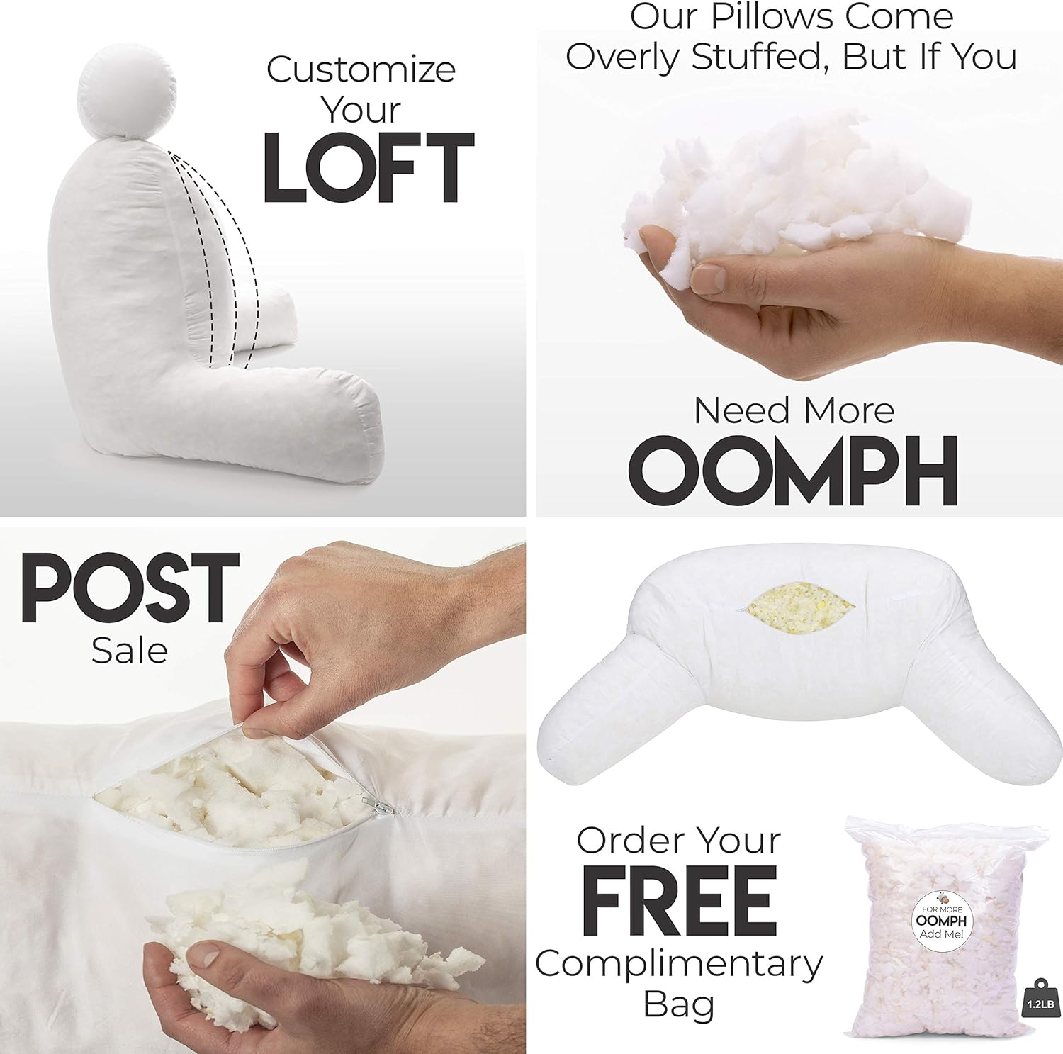Almohada para marido, tamaño mediano, respaldo para niños, adolescentes, adultos pequeños  almohadas de lectura con brazos, loft ajustable, espuma