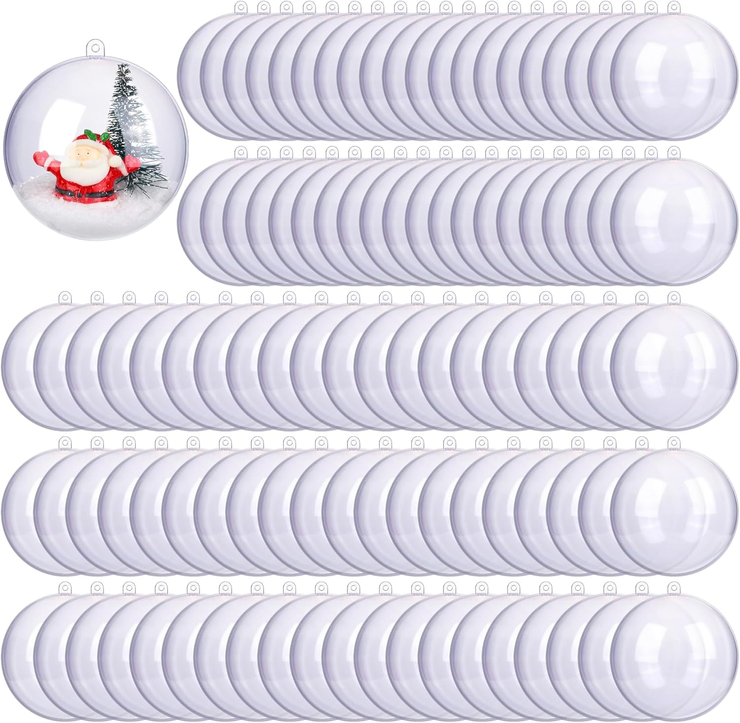 ANVAVO 100 bolas de plástico transparente rellenables de 3.150 in para Navidad, manualidades, adornos transparentes, inastillables, adornos