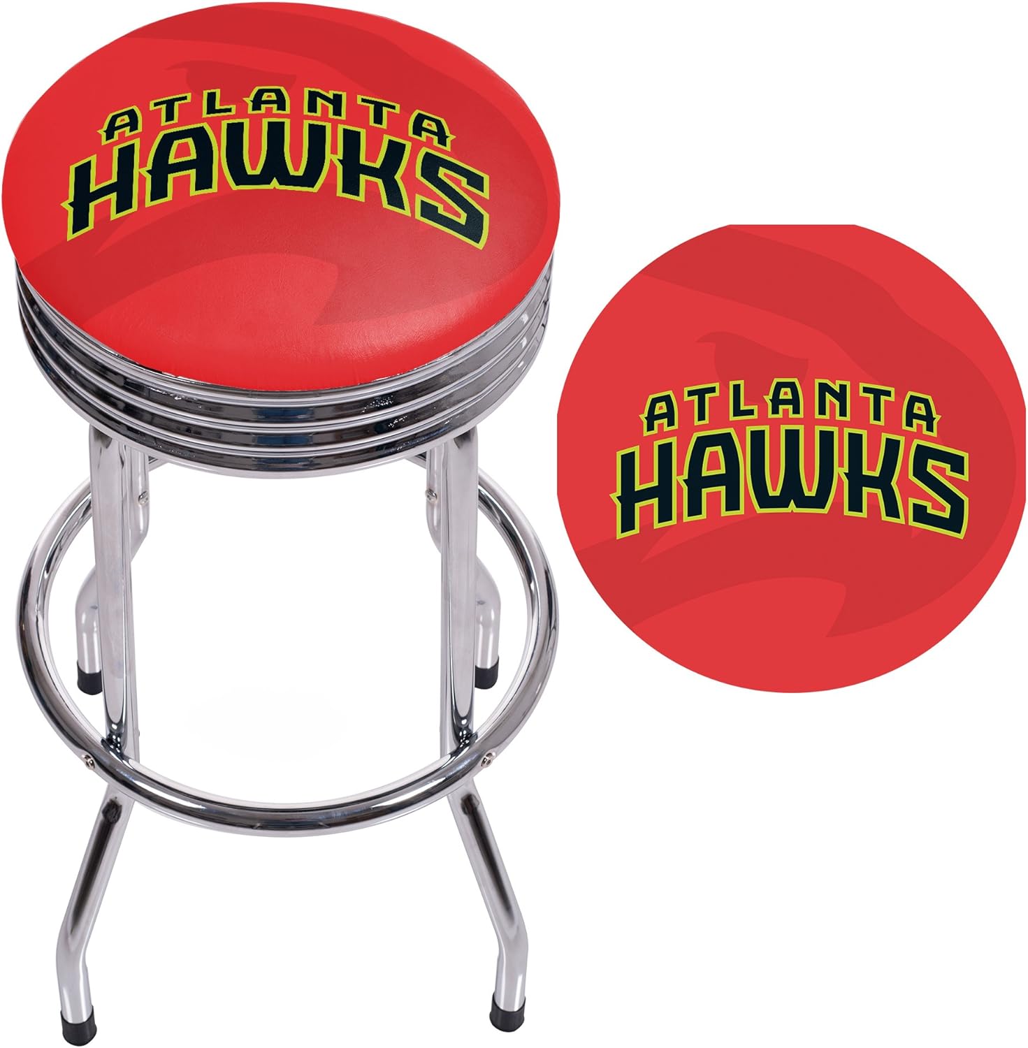 Trademark Gameroom NBA1005-AH2 NBA Taburete de bar acanalado cromado – Fade – Atlanta Hawks