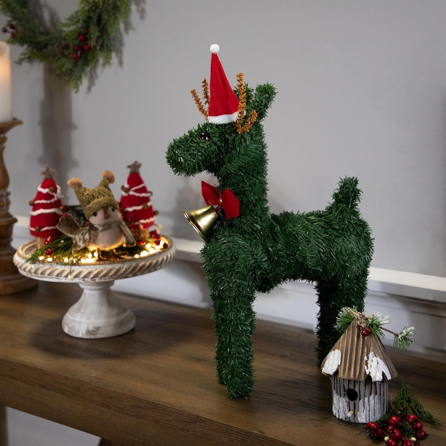 Northlight Decoración navideña de pino artificial de 16 pulgadas con campana