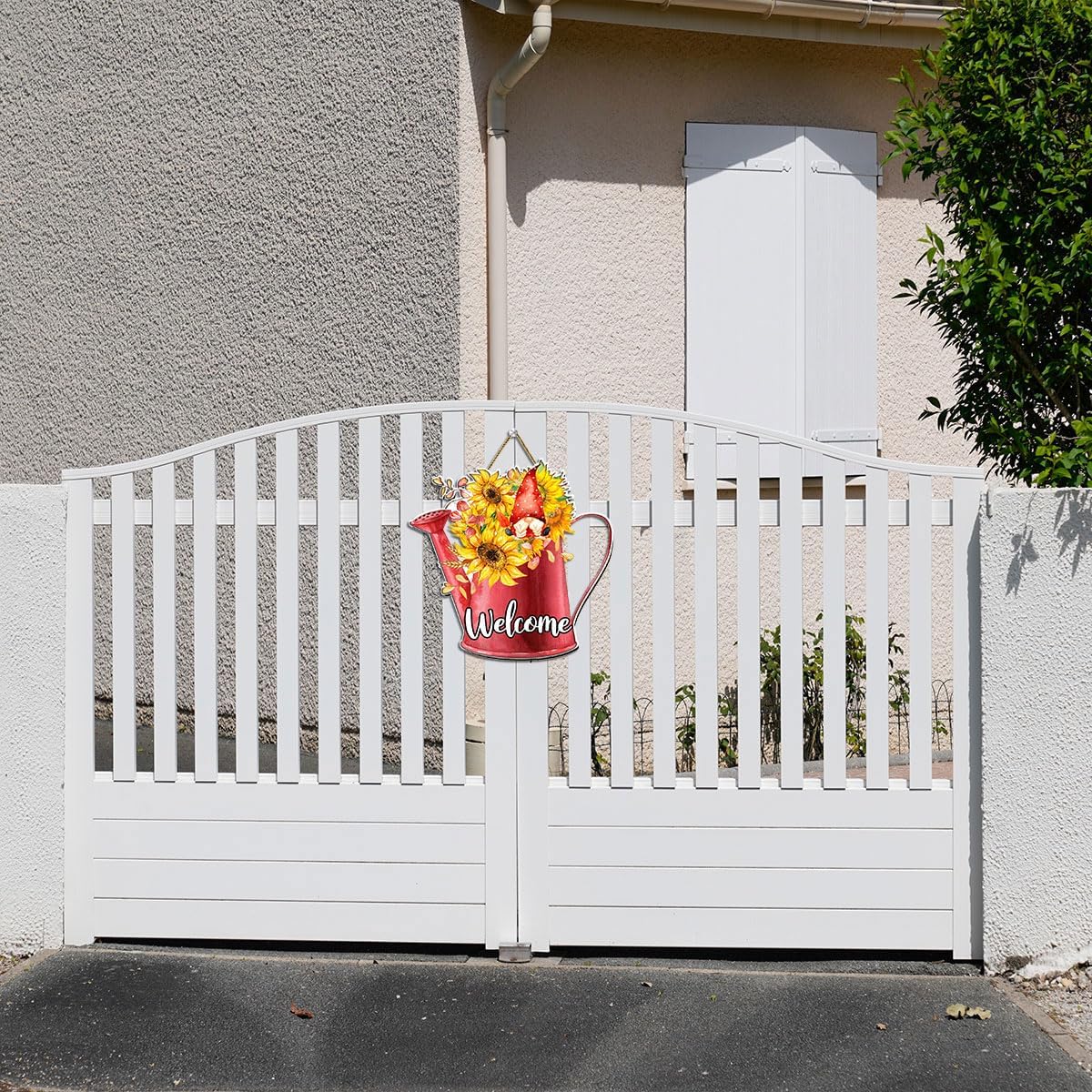 Verano girasol bienvenida puerta signo granja verano girasol gnomo puerta colgante impreso placa de madera colgante decoración de pared, rústico