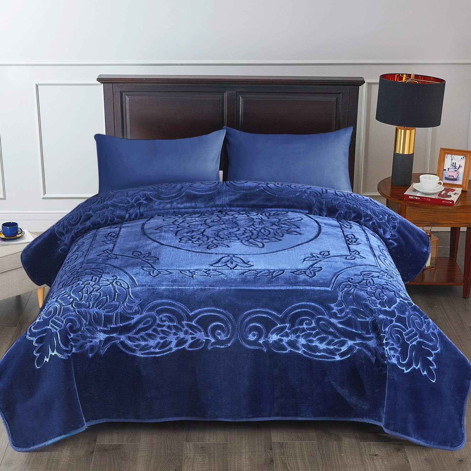 JML Manta de vellón tamaño King, manta pesada de visón coreano de 85 x 95 pulgadas, 9 libras, una sola capa, suave y cálida, Raschel gruesa para