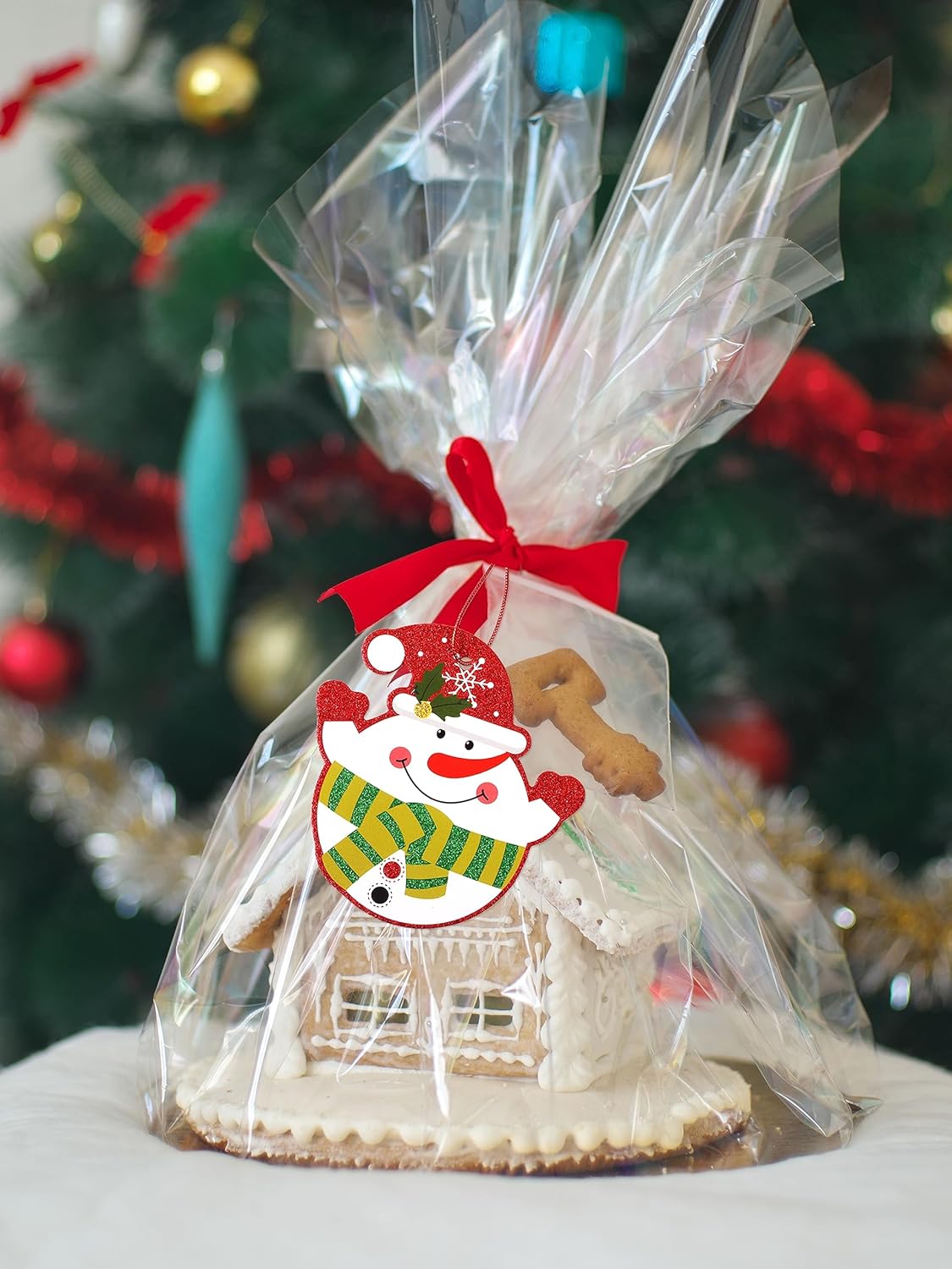 Giiffu 80 etiquetas de Navidad, etiquetas de regalo de Papá Noel de Navidad, etiquetas de regalo de papel con purpurina, etiquetas de nombre