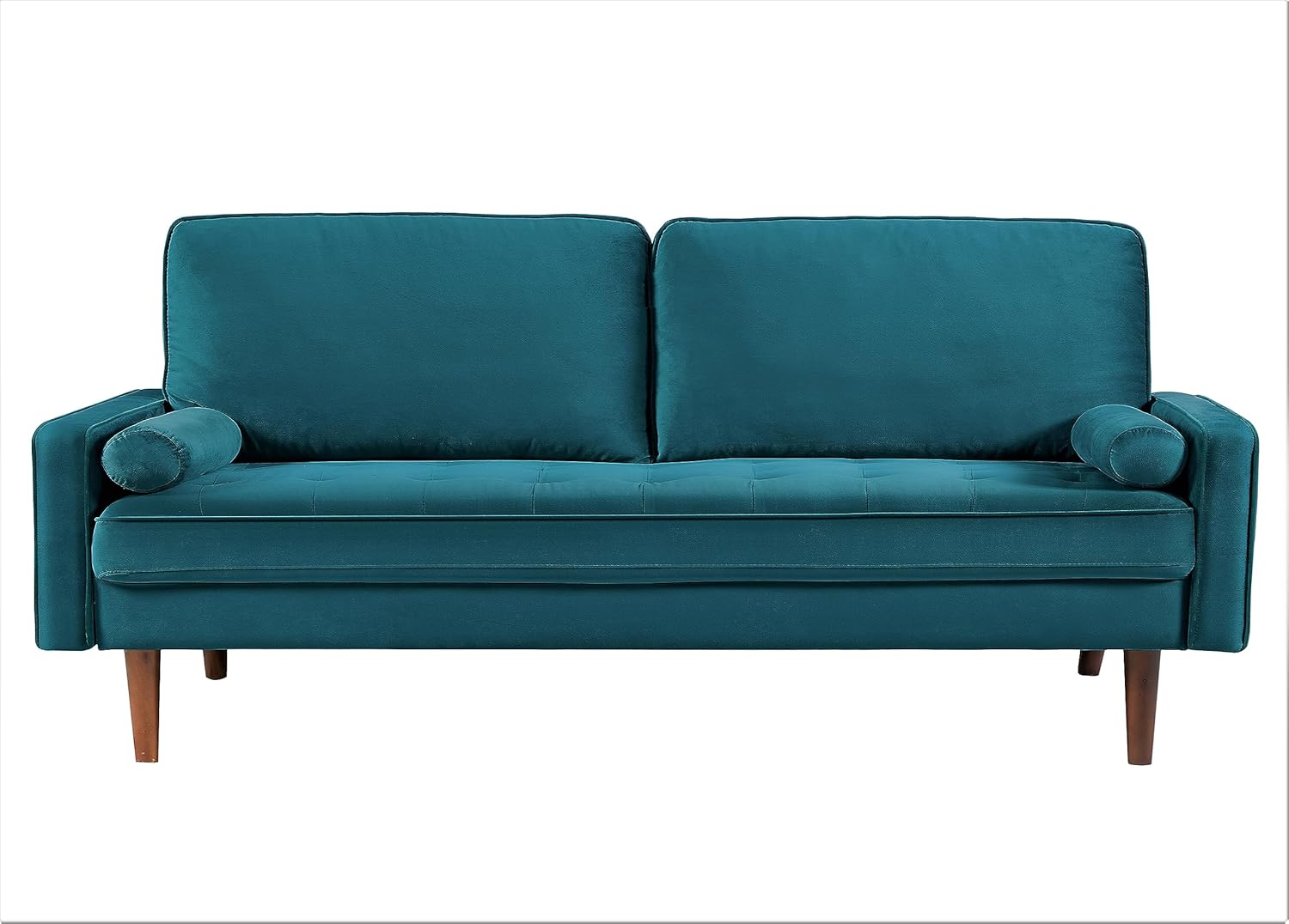 Sofá de terciopelo de 70 pulgadas para sala de estar, estilo clásico de mediados de siglo con silueta moderna, acolchado de botones y patas de