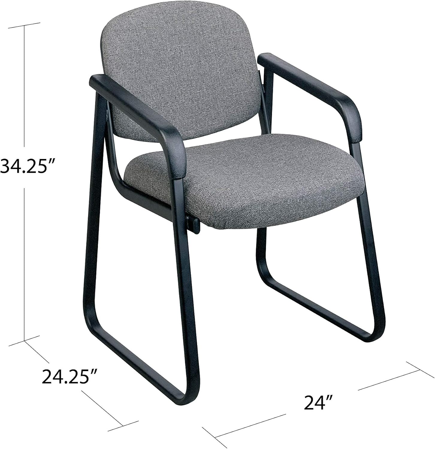 Office Star Visitor’s Deluxe – Silla base con carcasa de plástico de diseño, asiento y respaldo acolchados gruesos, con brazos, color negro icono