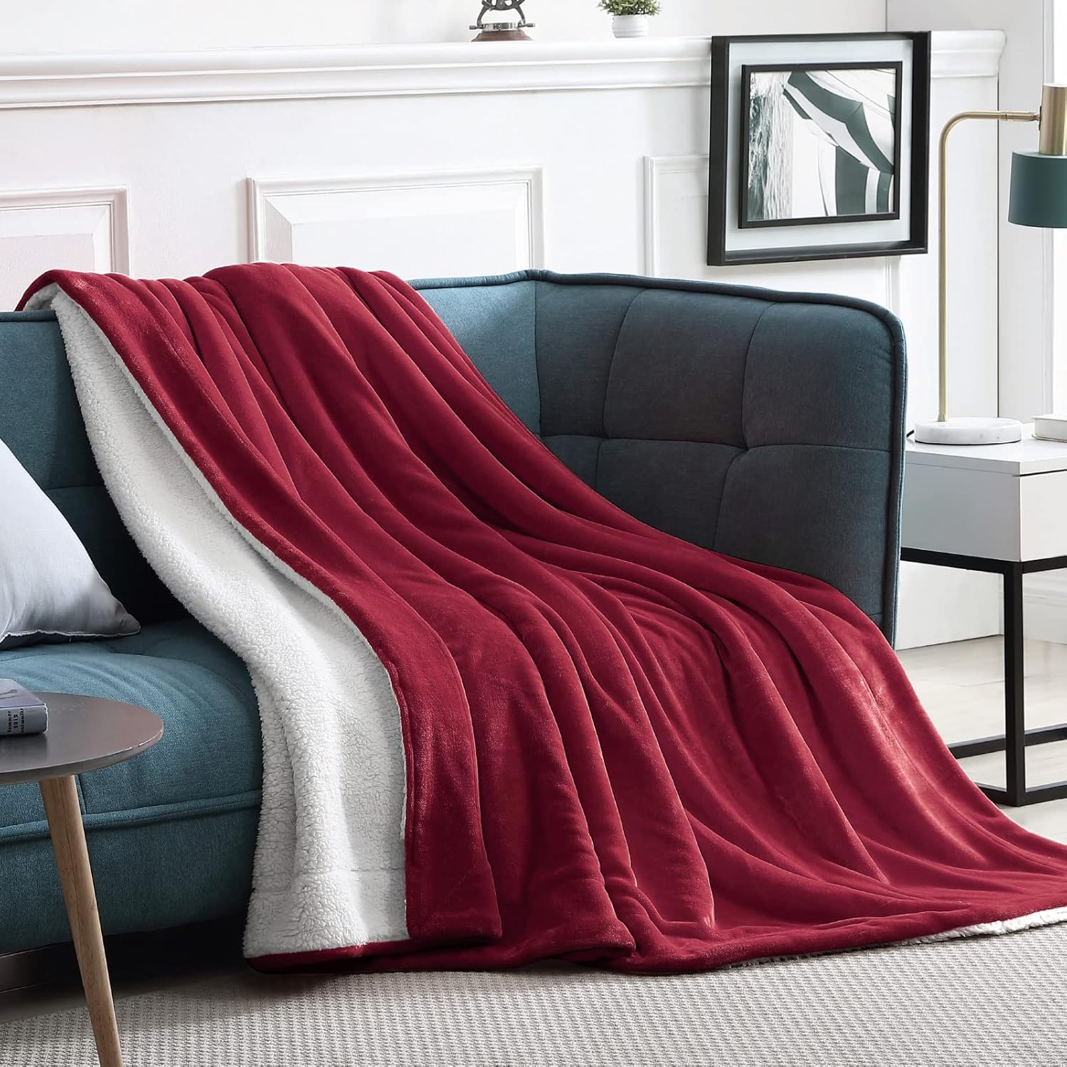 Walensee Sherpa – Manta de forro polar de felpa, muy suave, reversible, manta de franela de microfibra para sofá, cama, sofá ultra lujoso, cálido y