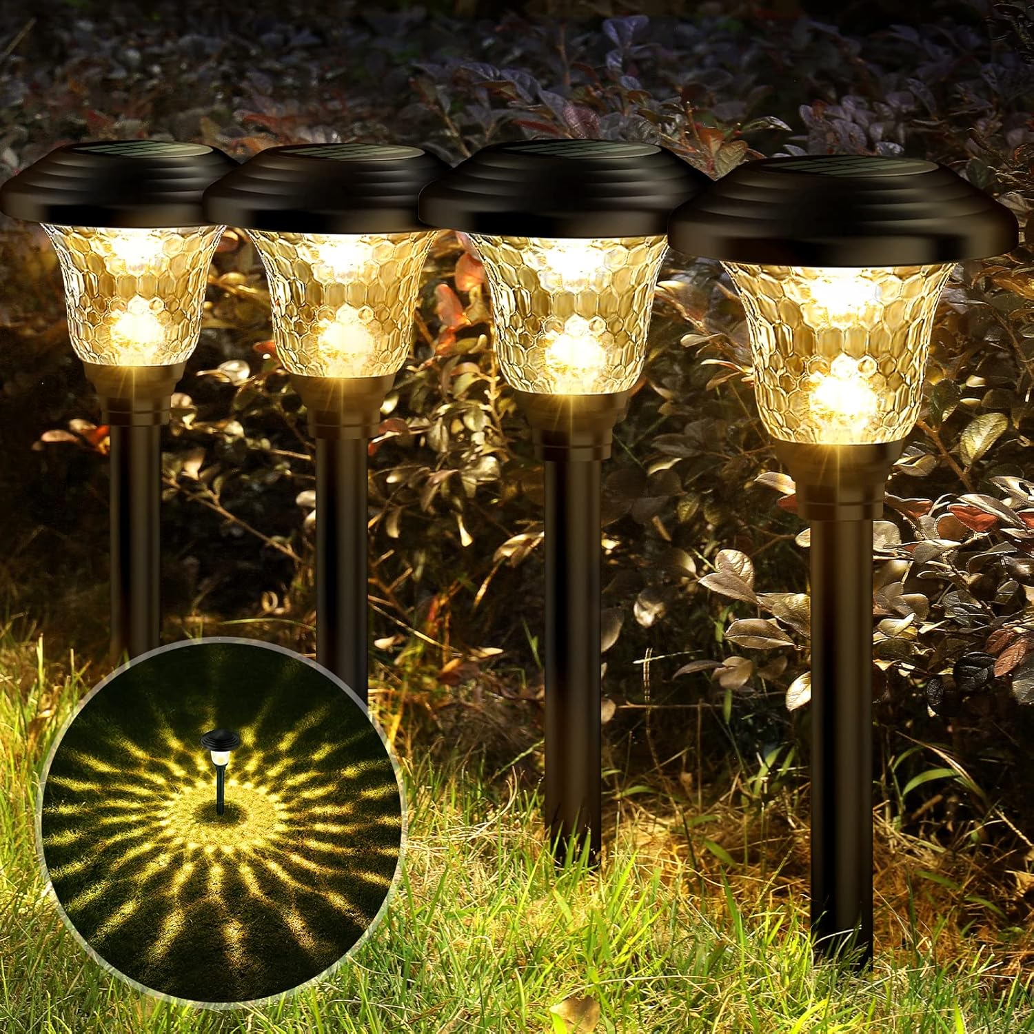 Luces de jardín solares para exteriores, encendido y apagado automático, impermeables , iluminación solar de paisaje para senderos, caminos, patio y
