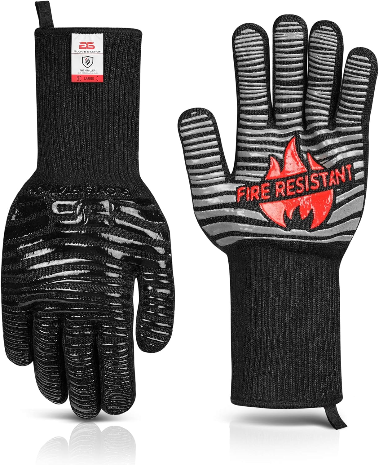 Glove Station The Griller – Guantes de barbacoa resistentes al calor, guantes de cocina aislados para cocinar a la parrilla, hornear, silicona de
