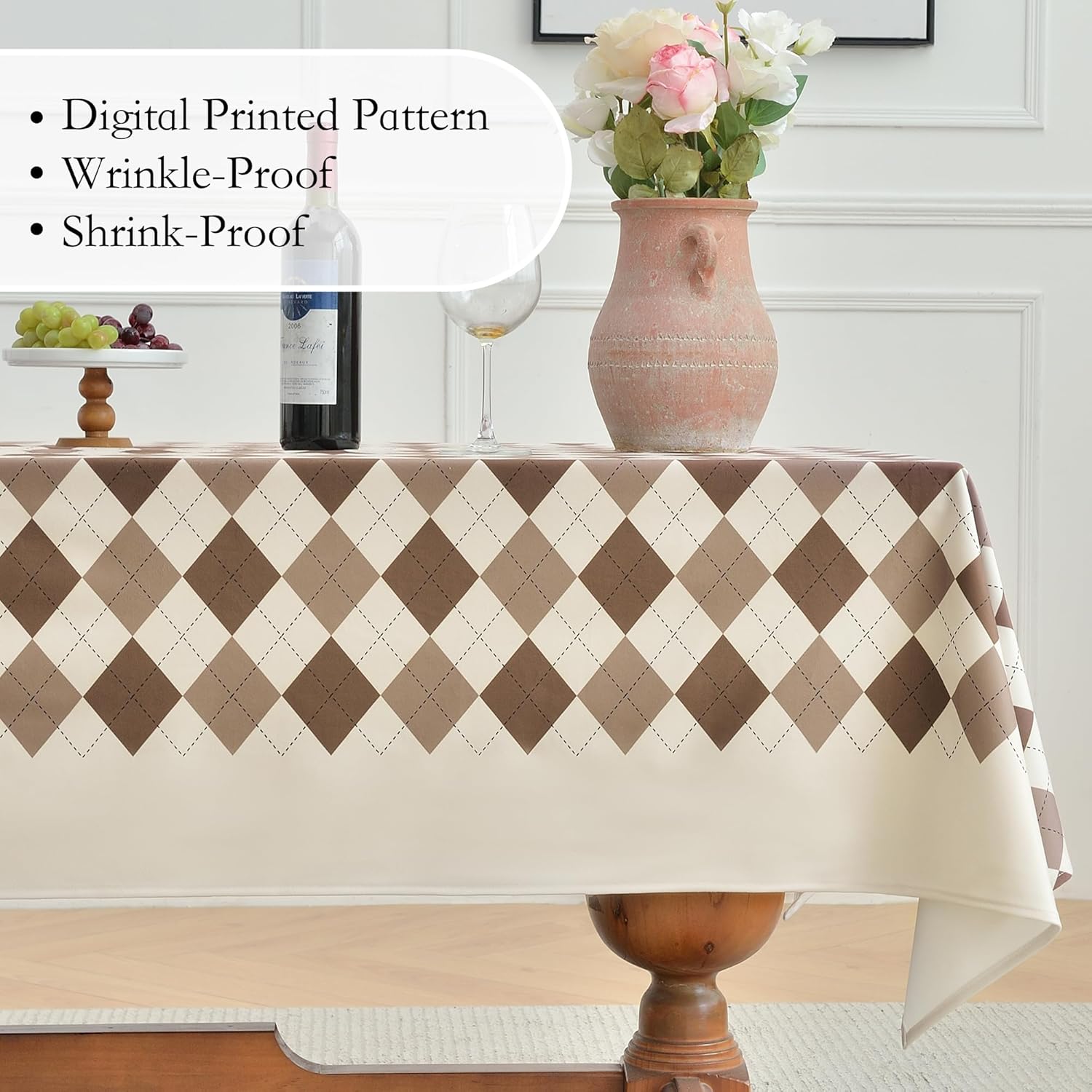 Oubonun Mantel rectangular de microgamuza, duradero y resistente a las arrugas, lavable, decorativo, estilo de casa de campo, para cocina, comedor,