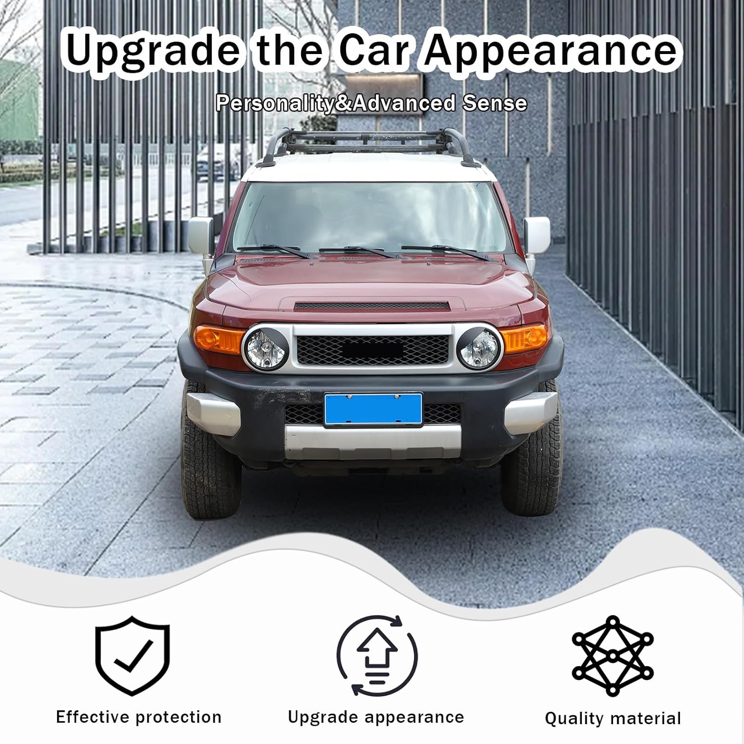 Recortes para faros delanteros para Toyota FJ Cruiser 2007-2021, 1 par de ABS para faros delanteros de coche, cubierta de párpados para cejas,